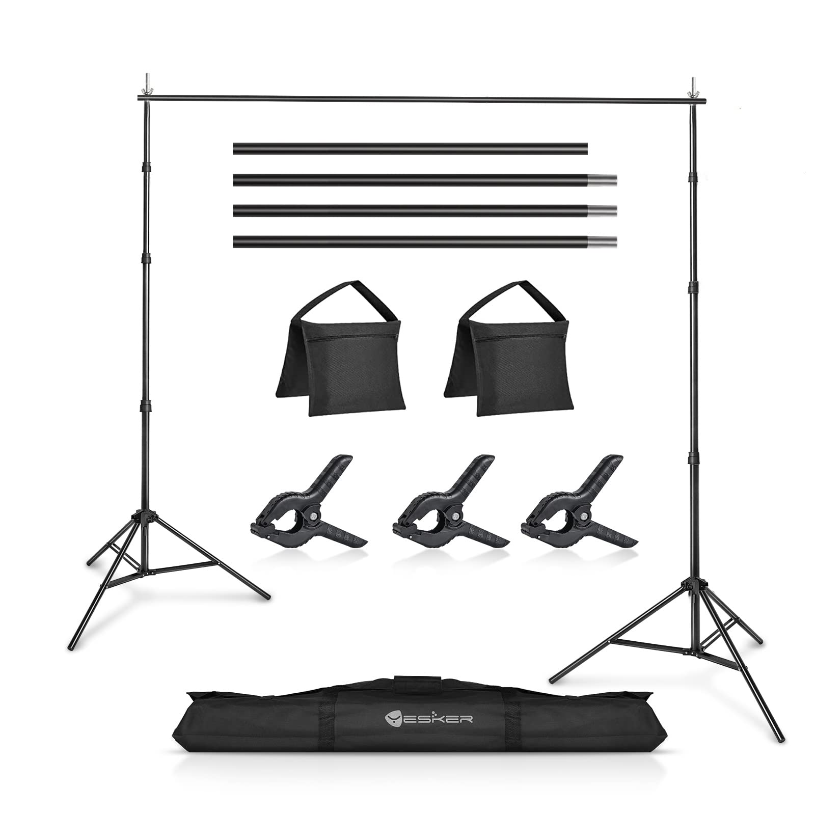 Yesker 10 X 10 Ft Photo Video Studio Background Support Stand, Adjustable Heavy Duty Photography Backdrop Support System Kit For