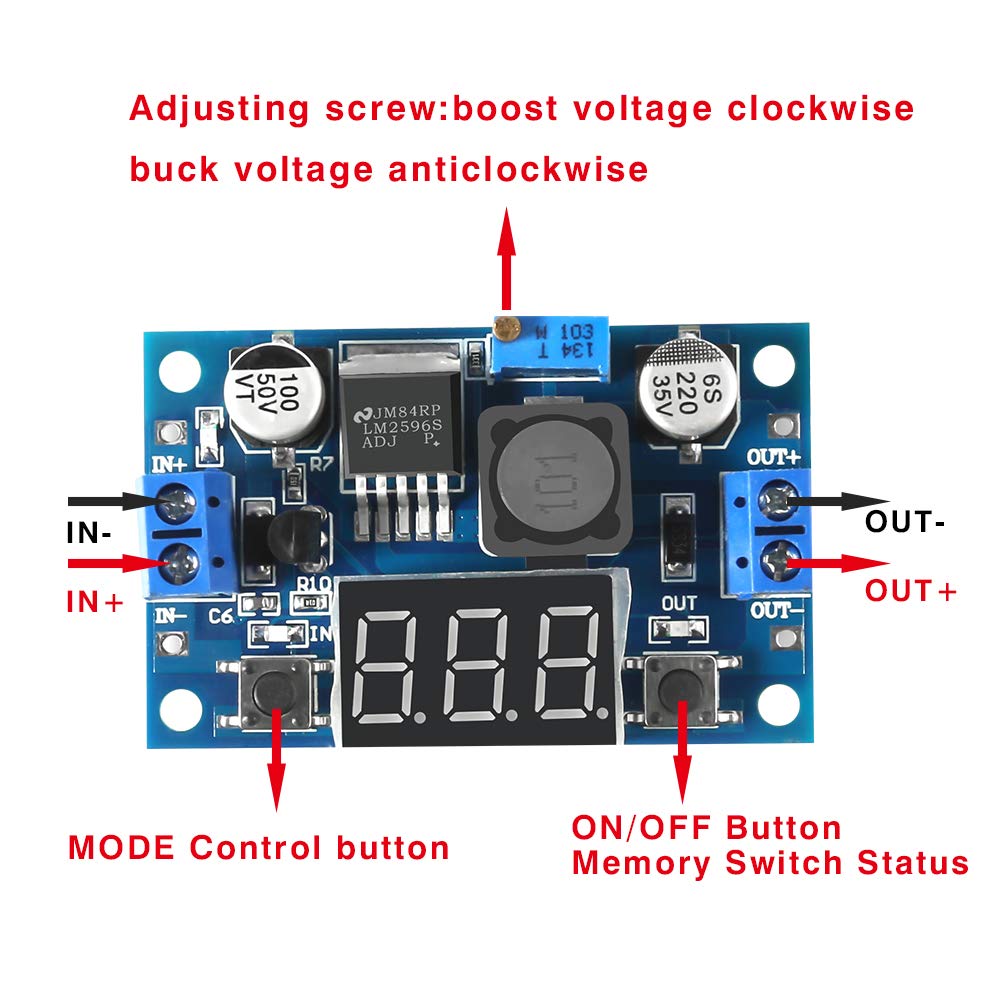 2Pcs Lm2596 Adjustable Voltage Regulator 4.0 40V To 1.25 37V Dc 36V To 24V To 12V To 5V Variable Volt Power Supply Car Motor Buc