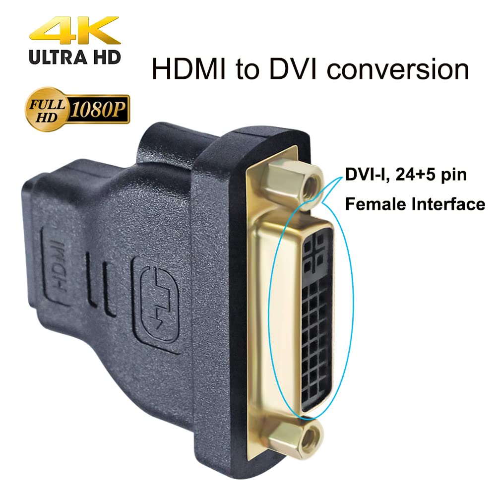 Dtech Dvi Female To Hdmi Female Adapter Hdmi To Dvi I Converter Bi Directional 24+5 Port 4K 1080P Video For Computer Monitor Pc