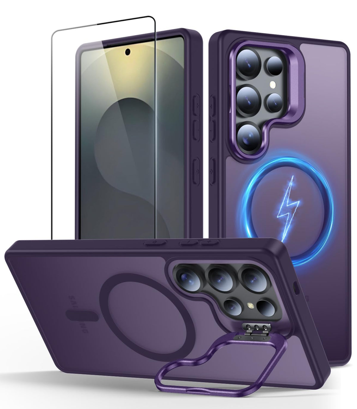 Norllben Magnetic For Samsung Galaxy S25 Ultra Case With Screen Protector & Adjustable Stand, Magsafe Compatible, Military-Grade