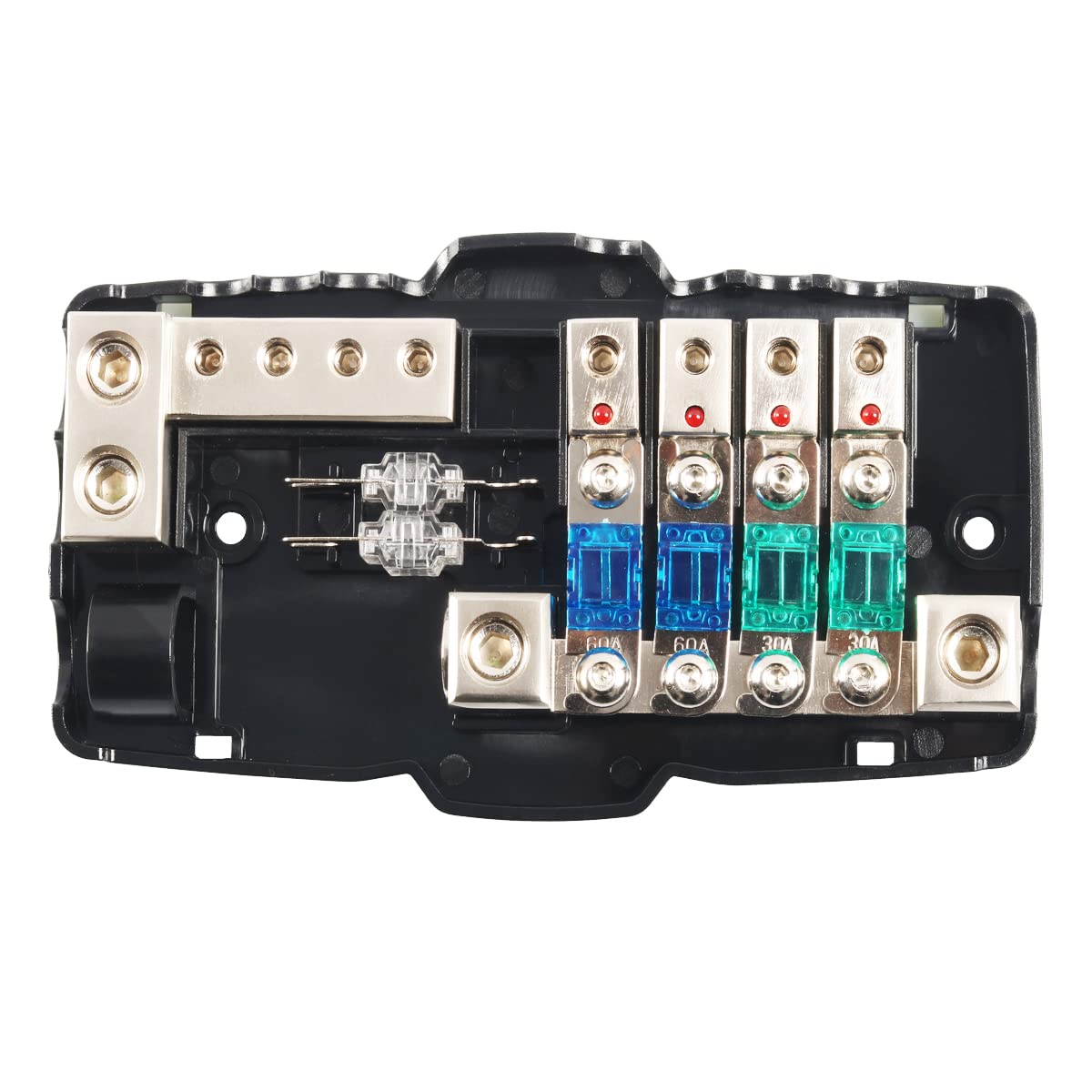 Camper Car Audio Fuse Block With Ground Fused Distribution Blocks 0Ga / 4Ga Wire 4 Way Fuse Box Anl Holder 30A 60A 80Amp Mini An