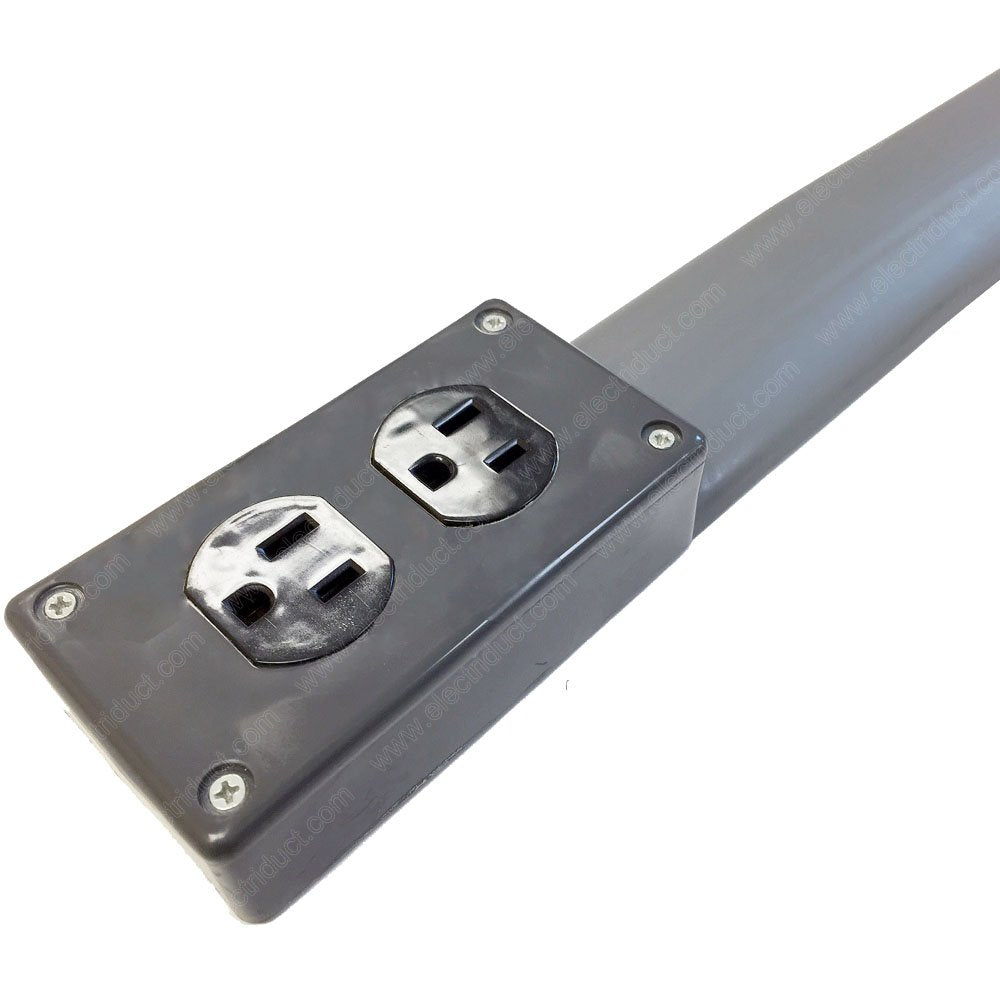 Electriduct Lay Flat Electrical Power Extension Cord Duplex Receptacle Cable Protector - 5 Feet - Gray