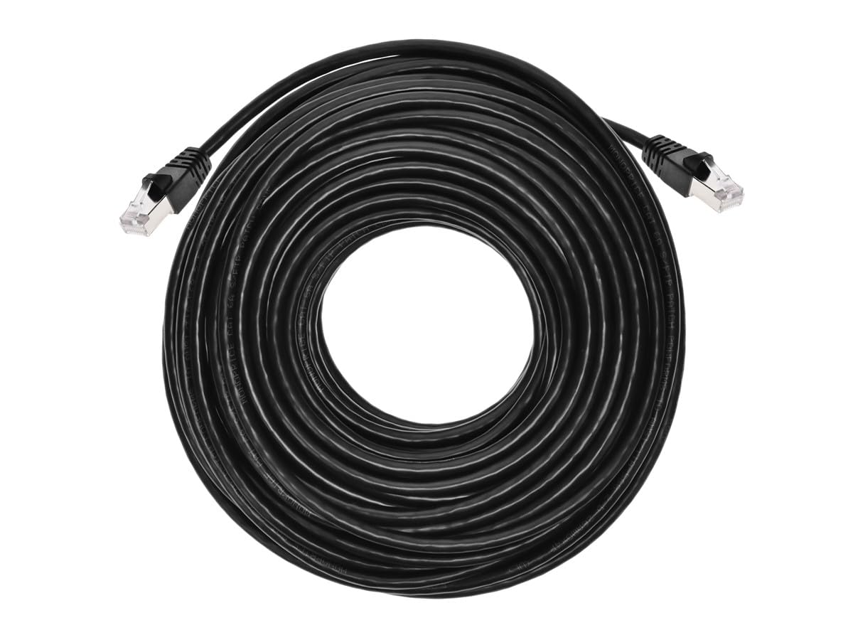 Monoprice Cat6A 100Ft Black Patch Cable Double Shielded (S/Ftp) 26Awg 10G Pure Bare Copper Snagless Rj45 Fullboot Series Etherne