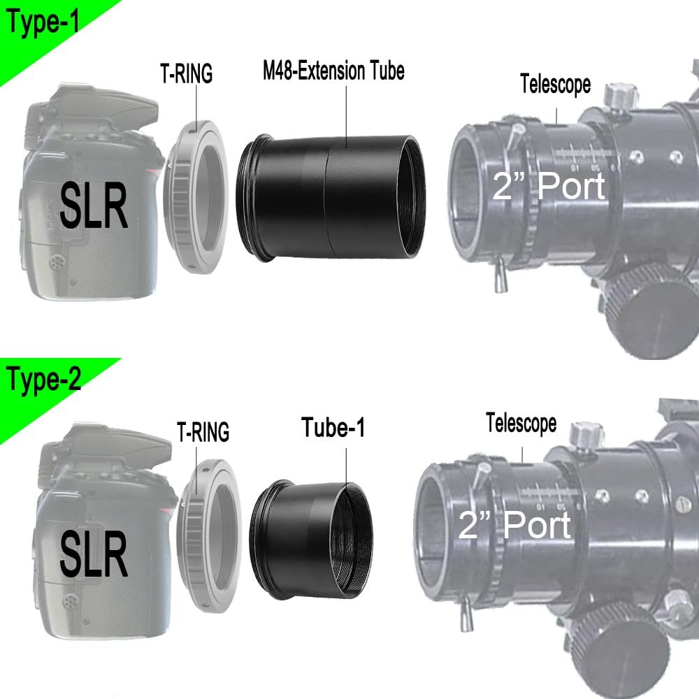 Starboosa 2 Inch Telescope Photo Adapter Extension Tube Kit   Dual 30Mm Extenders With M48X0.75 Threads For Cameras & Eyepieces   Perfect For Astrophotography