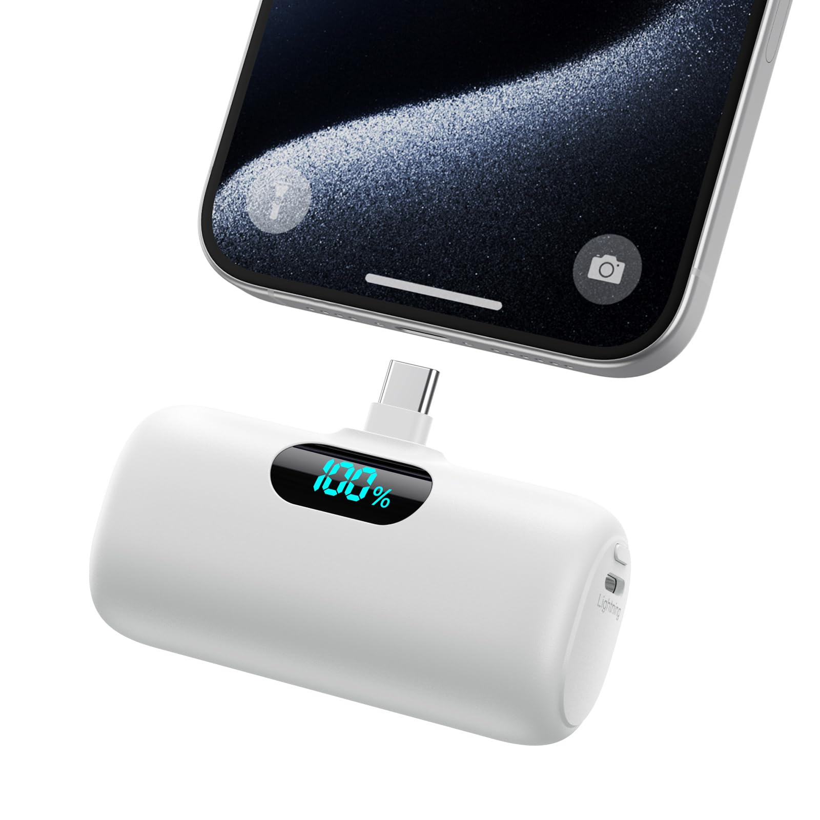Mini Portable Charger USB C Power Bank,5000mAh PD Fast Charging Battery Pack Builtin USBC Connector Travel Essential for iPhon
