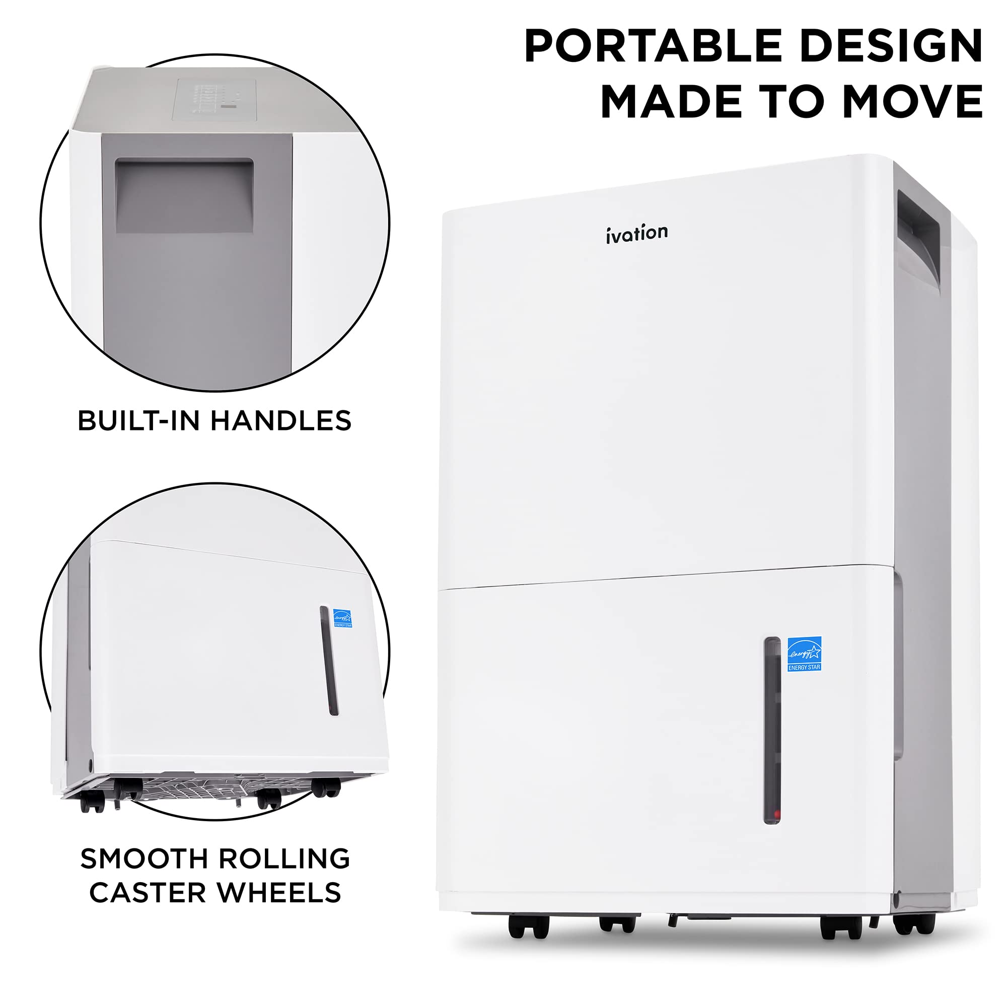 Ivation 4,500 Sq. Ft Energy Star Dehumidifier With Pump, Large Capacity Compressor De Humidifier For Big Rooms And Basements Wit