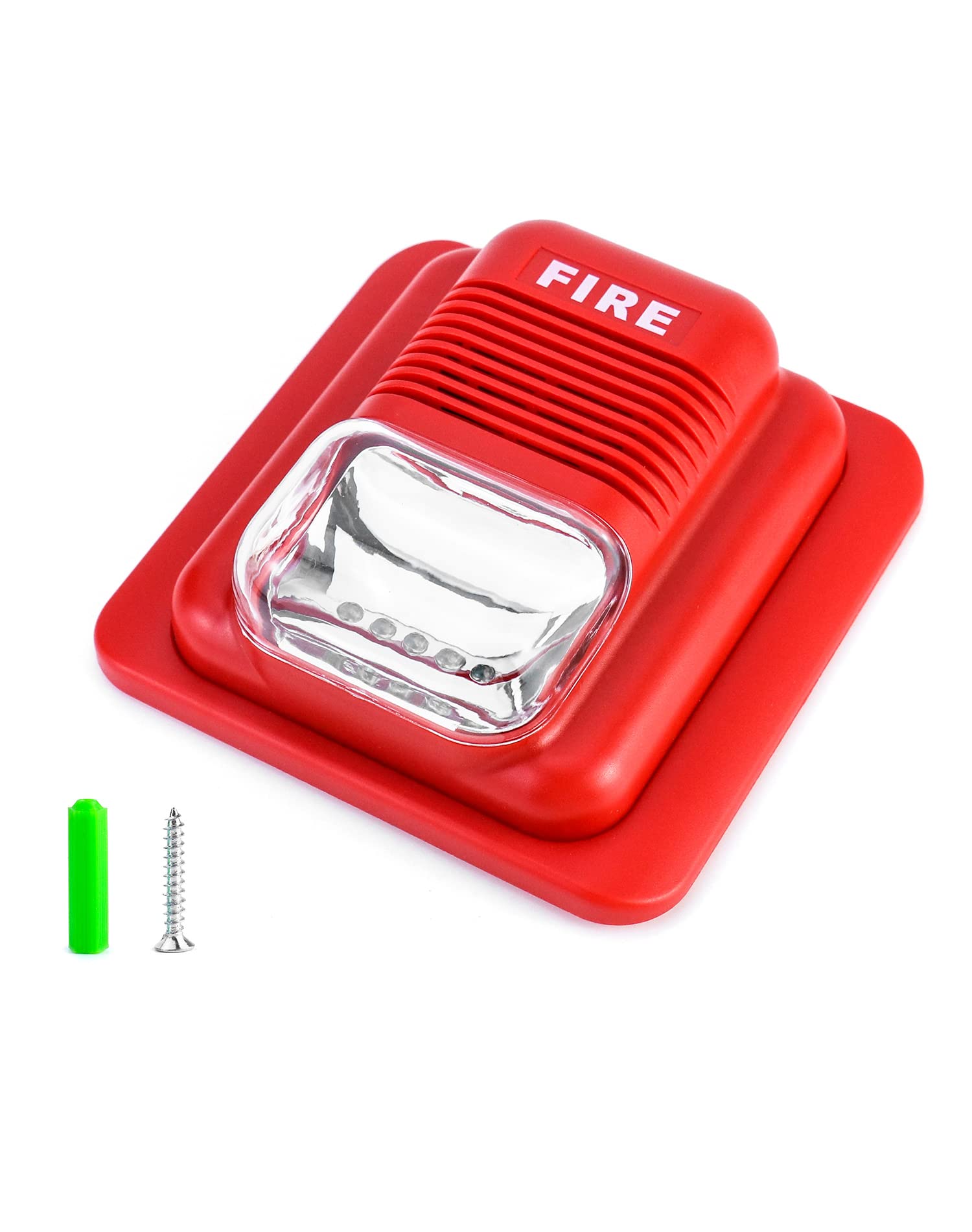 Qwork Fire Alarm, 12 / 24V Dc Wired Sound And Light Fire Alarm Warning Strobe Siren Horn, Sound Alarm Security System Sensor