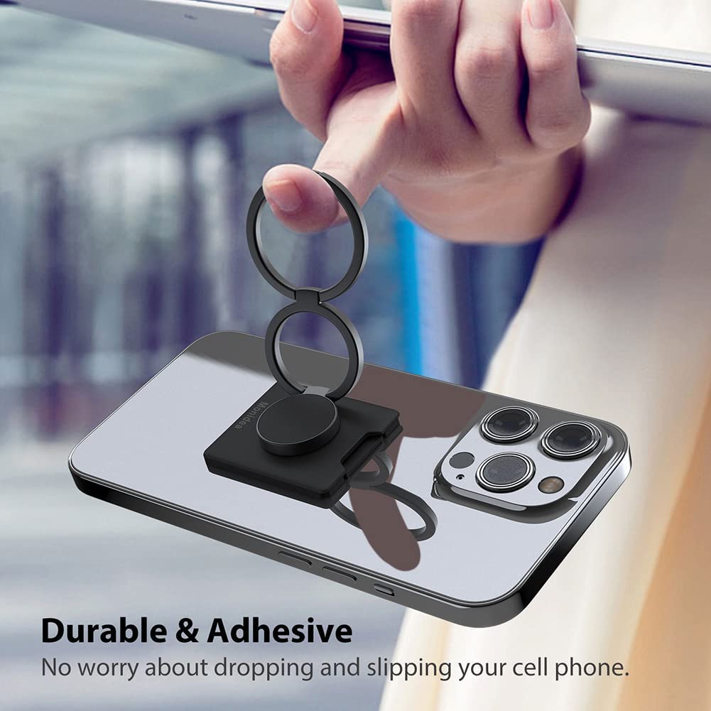 Monidea Phone Ring Holder, Phone Grip Finger Kickstand Wireless Charging Friendly, 360Rotation Metal Phone Ring Grip Stand Work