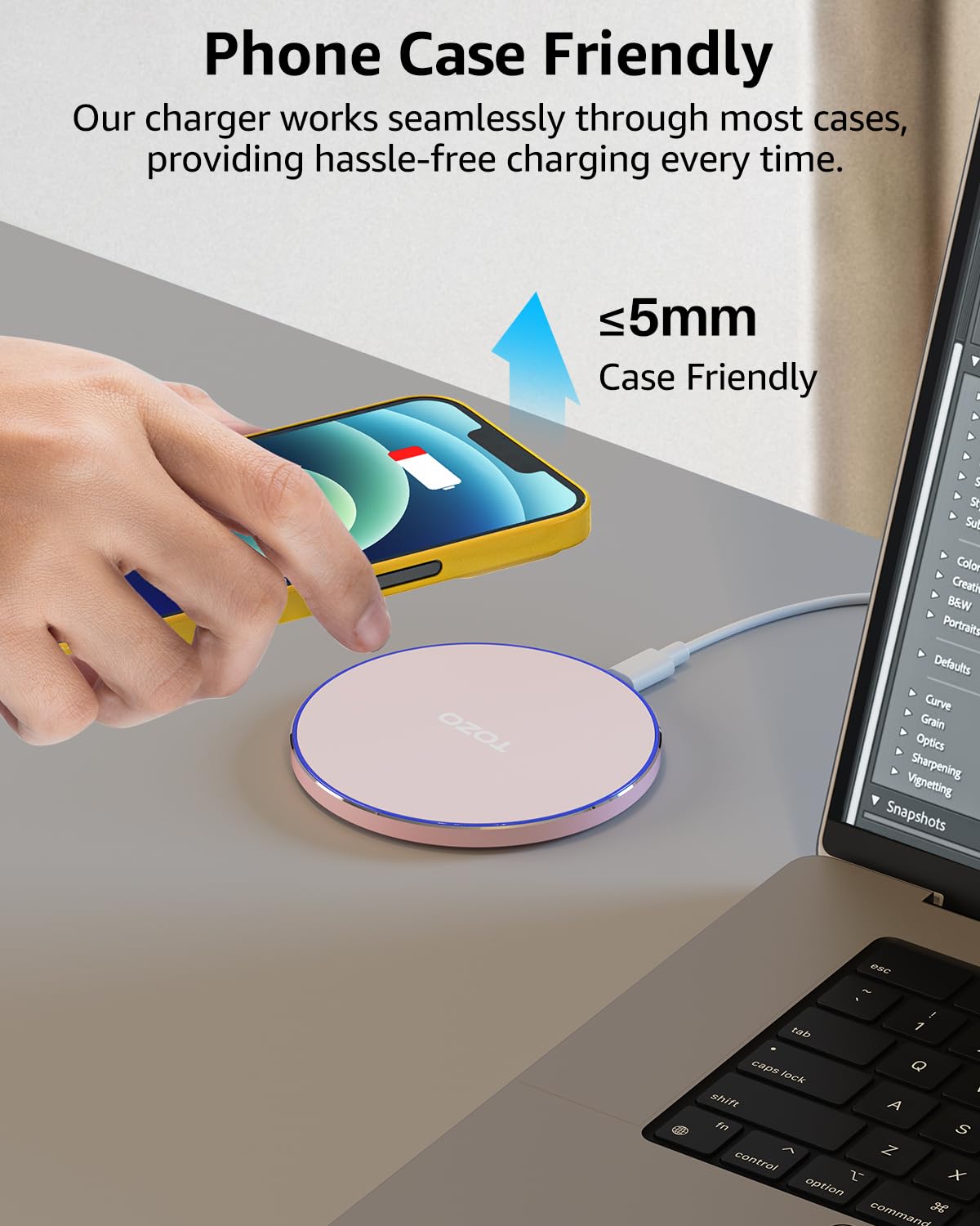 Tozo 2024 Upgraded Wireless Charger 15W Max Fast Wireless Charging Pad Compatible With Iphone 16/16 Plus/16 Pro Max /15/14/13/Se