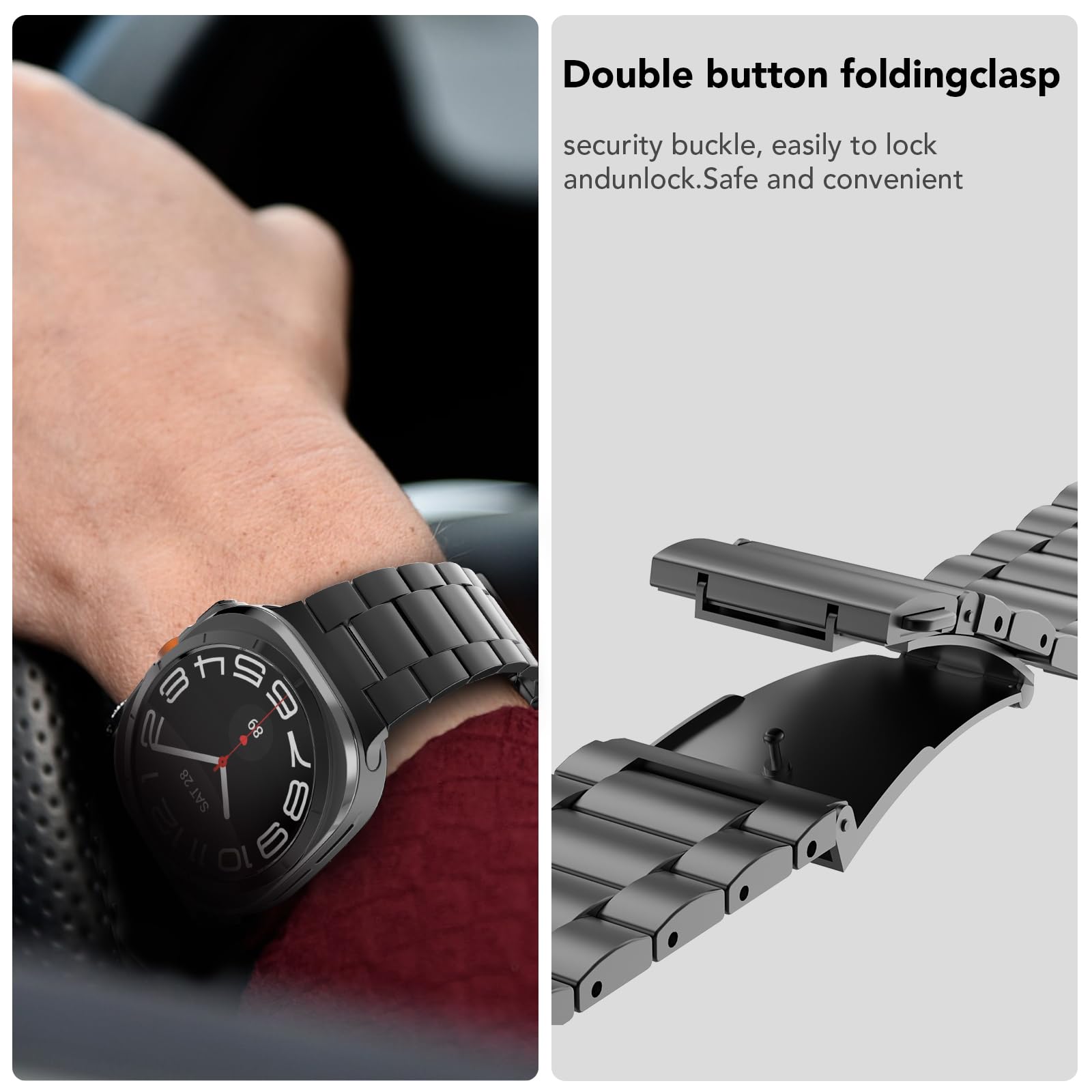 Band Compatible With Samsung Galaxy Watch Ultra 47Mm(2024),Metal Stainless Steel Bands Strap Men Women,Not For Galaxy Watch 7 6