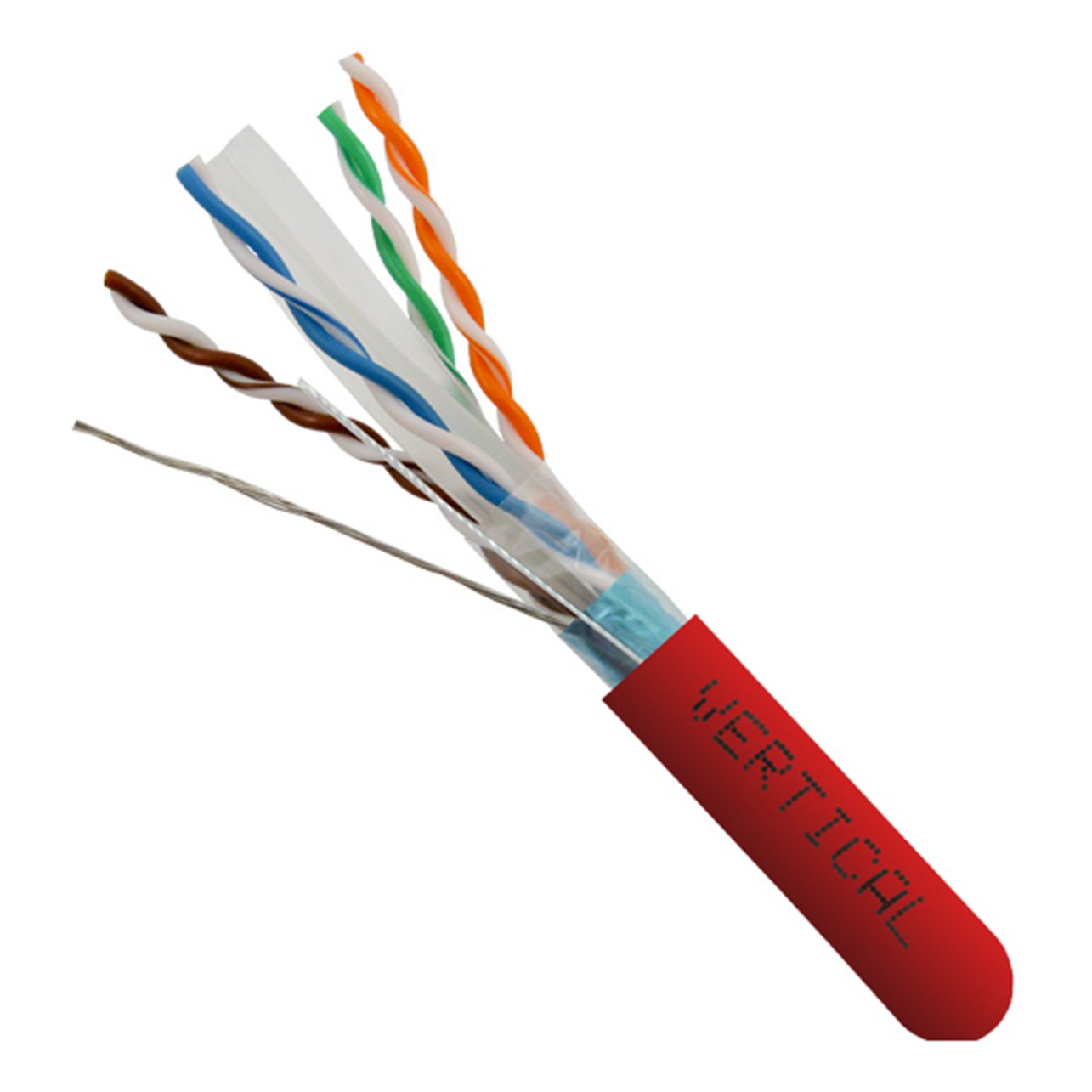 Vertical Cable Cat6A 10G, Shielded, 23Awg, Solid Bare Copper, Pvc, 1000Ft, Bulk Ethernet Cable, Red