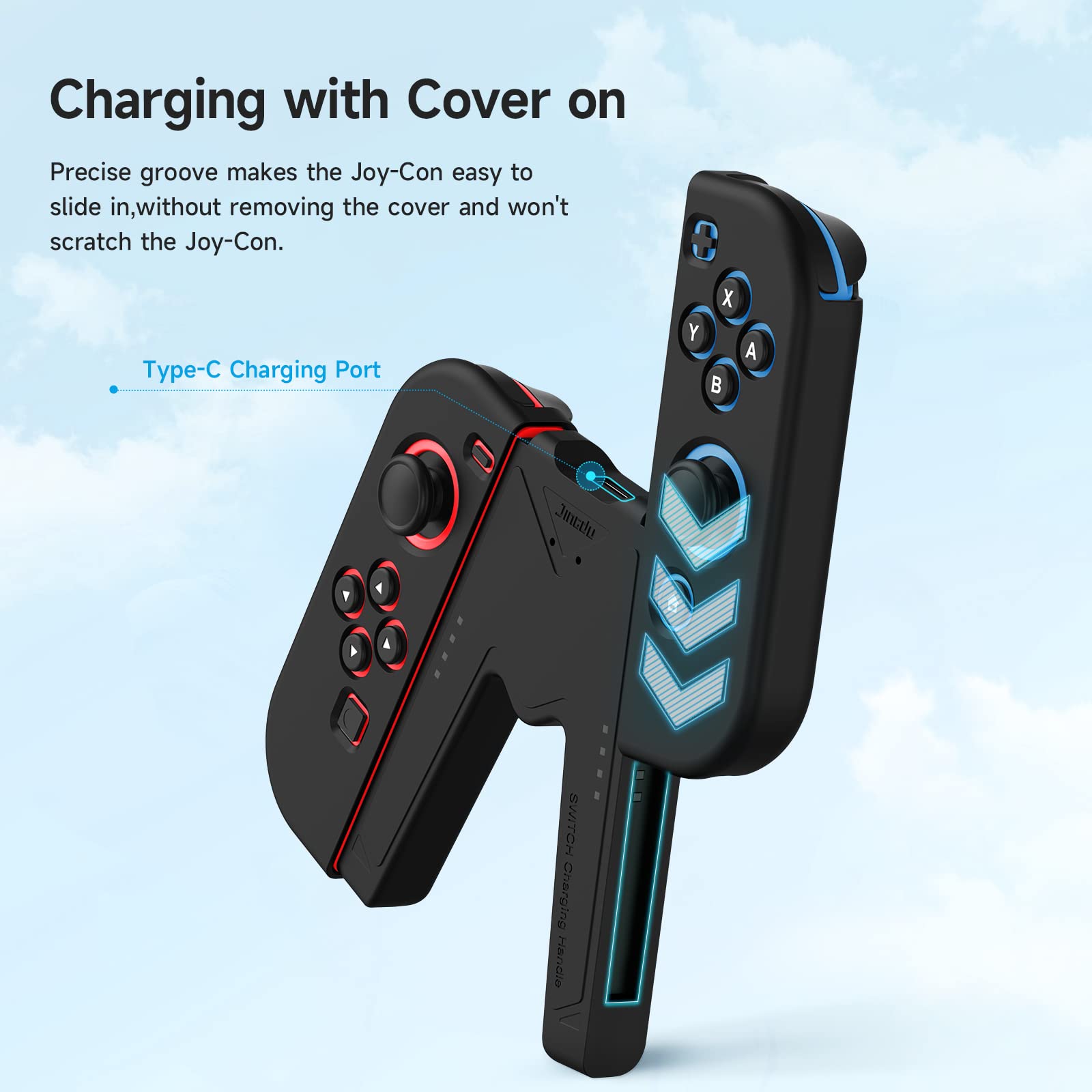 Jingdu Switch Joy-Con Charging Grip Compatible With Nintendo Switch Standard & Oled Model, Play While Charging, Portable V-Shape
