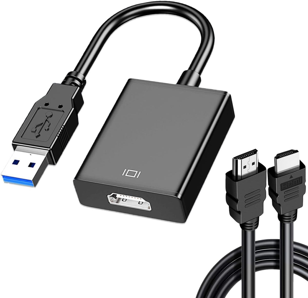Usb To Hdmi Adapter With 6Ft Hdmi To Hdmi Cable, Usb 3.0 To Hdmi Full 1080P Video Audio Converter For Pc, Laptop To Monitor, Sup