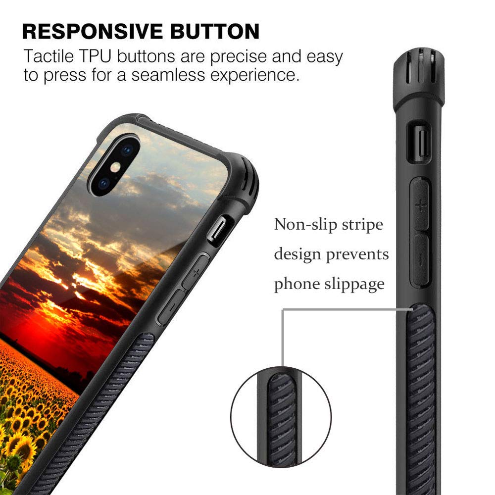 ZHEGAILIAN iPhone Xs Max Phone Case Sunflowers Field Anti-Scratch Organic Glass TPU 6.5 inch