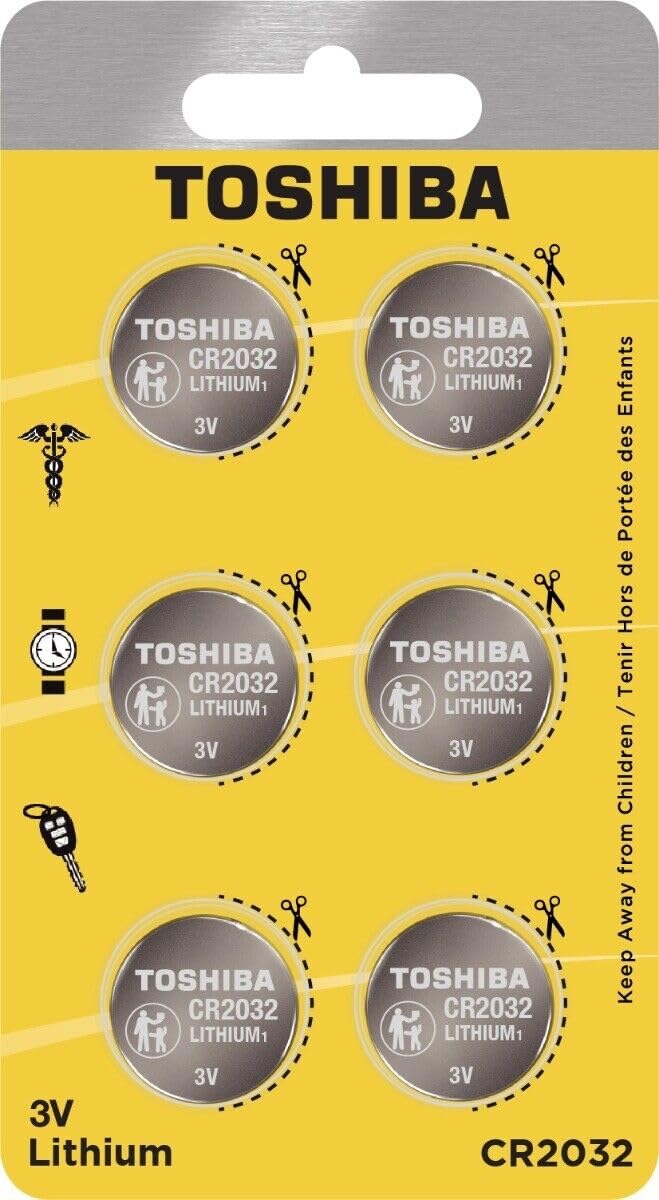 Toshiba Cr2032 3V Lithium Coin Cell Child Resistant Blister Package (6 Batteries)