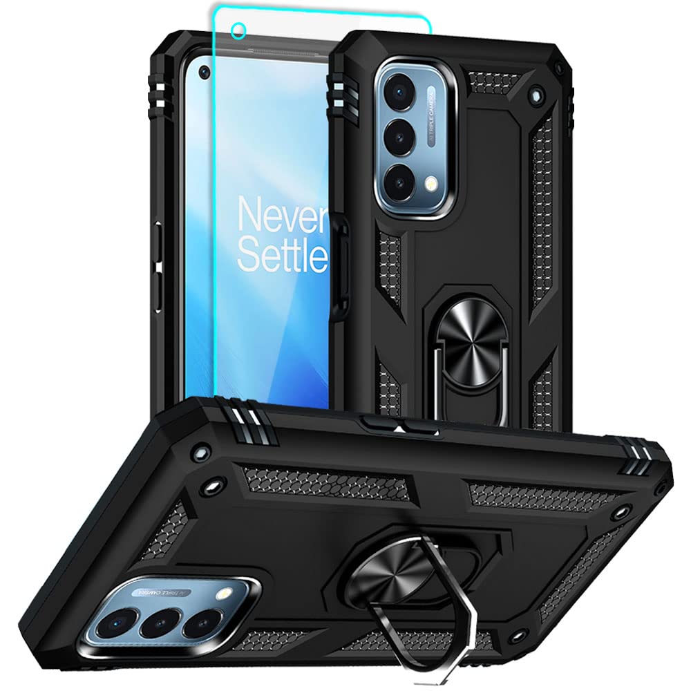 Aozuoton For Oneplus Nord N200 5G Case, Nord N200 5G Phone Case With Hd Screen Protector, [Military Grade 16Ft. Drop Tested] Rin