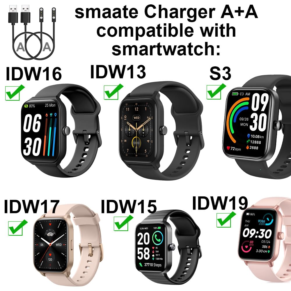 Smaate Chargers 2 Pack Compatible With Tozo S2, Enomir Id208Bt, Skg V7 V7Pro, Id205L, Grv Fc1, Id205U/S Veryfit, Aeac Id207, Pop