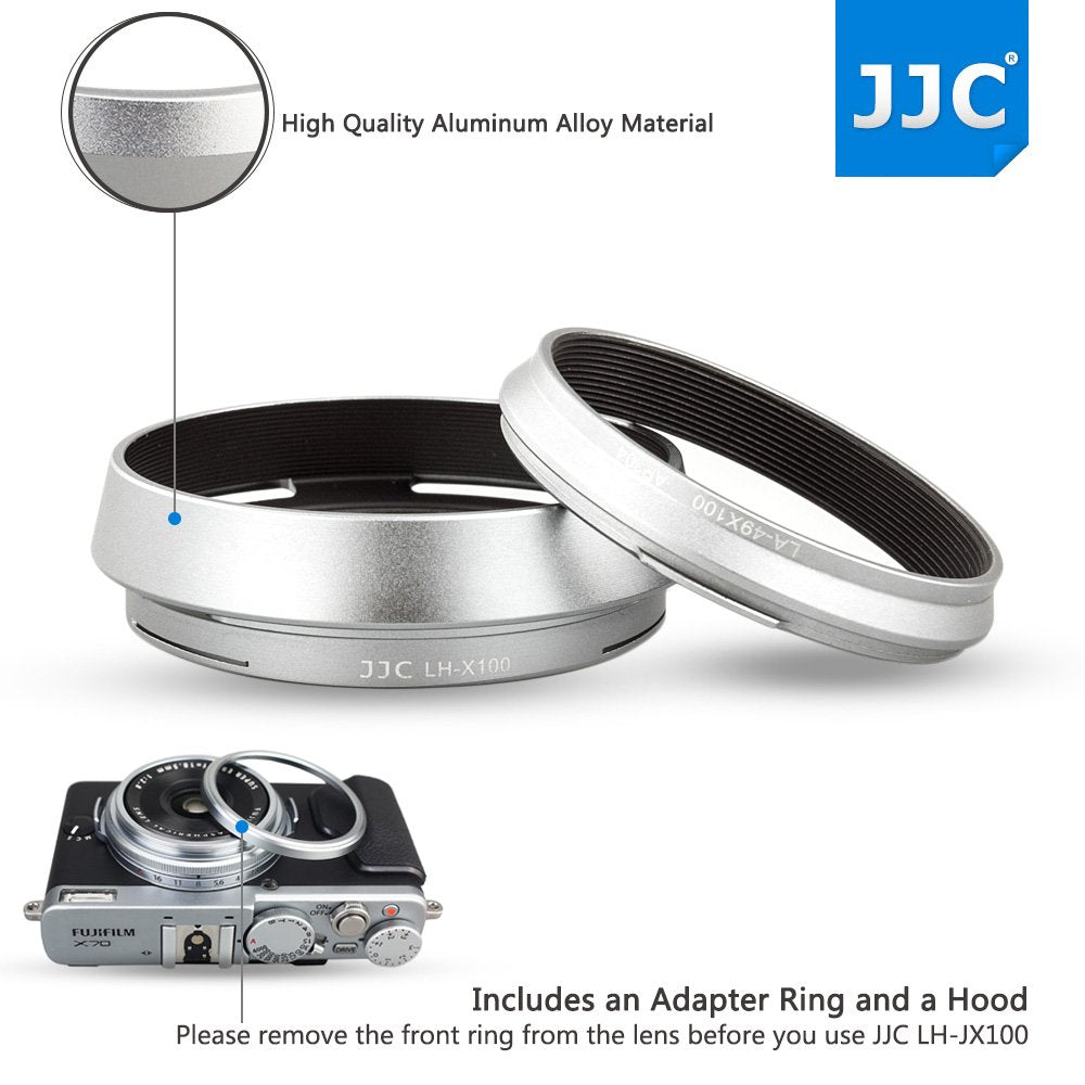 Jjc Metal Lens Hood Shade Protector With 49Mm Filter Adapter Ring For Fujifilm Fuji X100Vi X100V X100F X100T X100S X100 X70 Repl