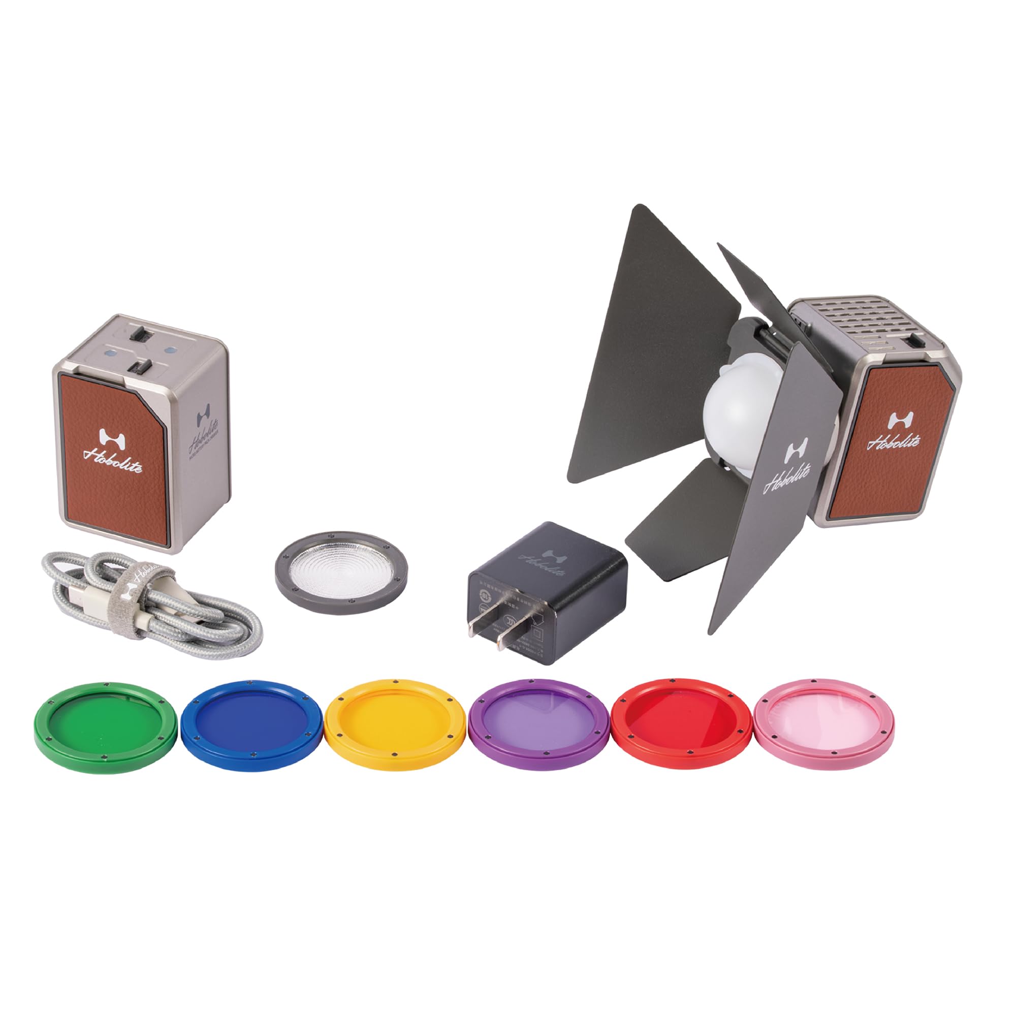 Hobolite Micro Led Video Light Creator Kit With Lcd Display, App Control, Barndoor, 6 Color Gels, Cri/Tlci 96+, 2700 6500K Porta