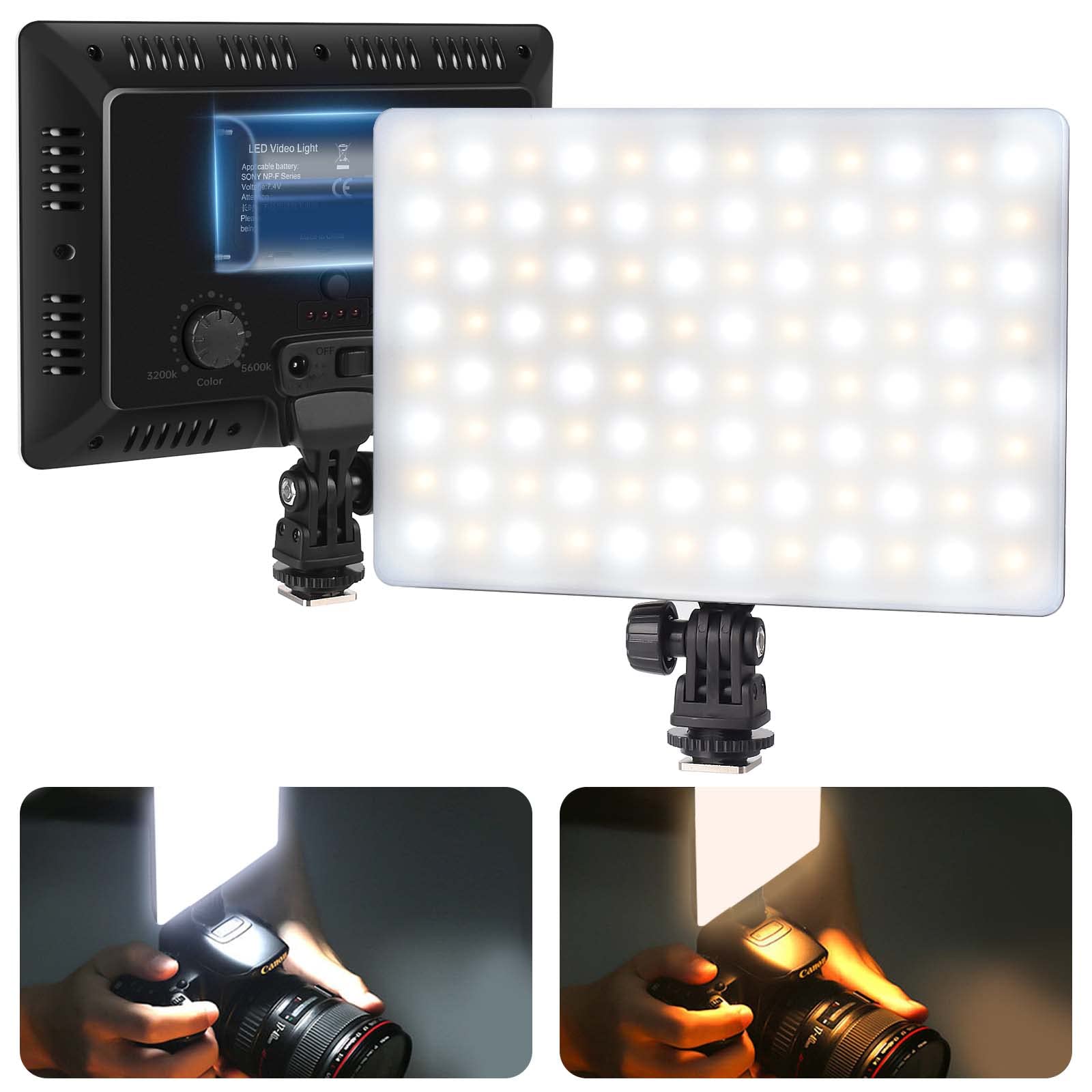 Mettlelite Sl100D Led Video Light Bi Color On Camera Continuous Dimmable Photography Lighting Portable Studio Led Panel 3200K 56