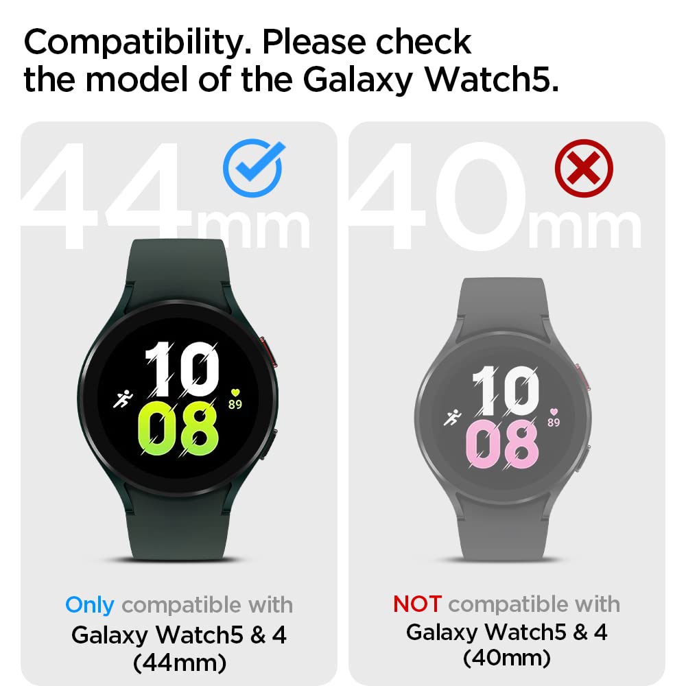 Spigen Tempered Glass Screen Protector [Glastr Ez Fit] Designed For Galaxy Watch 5 (44Mm) / Galaxy Watch 4 (44Mm)   2 Pack