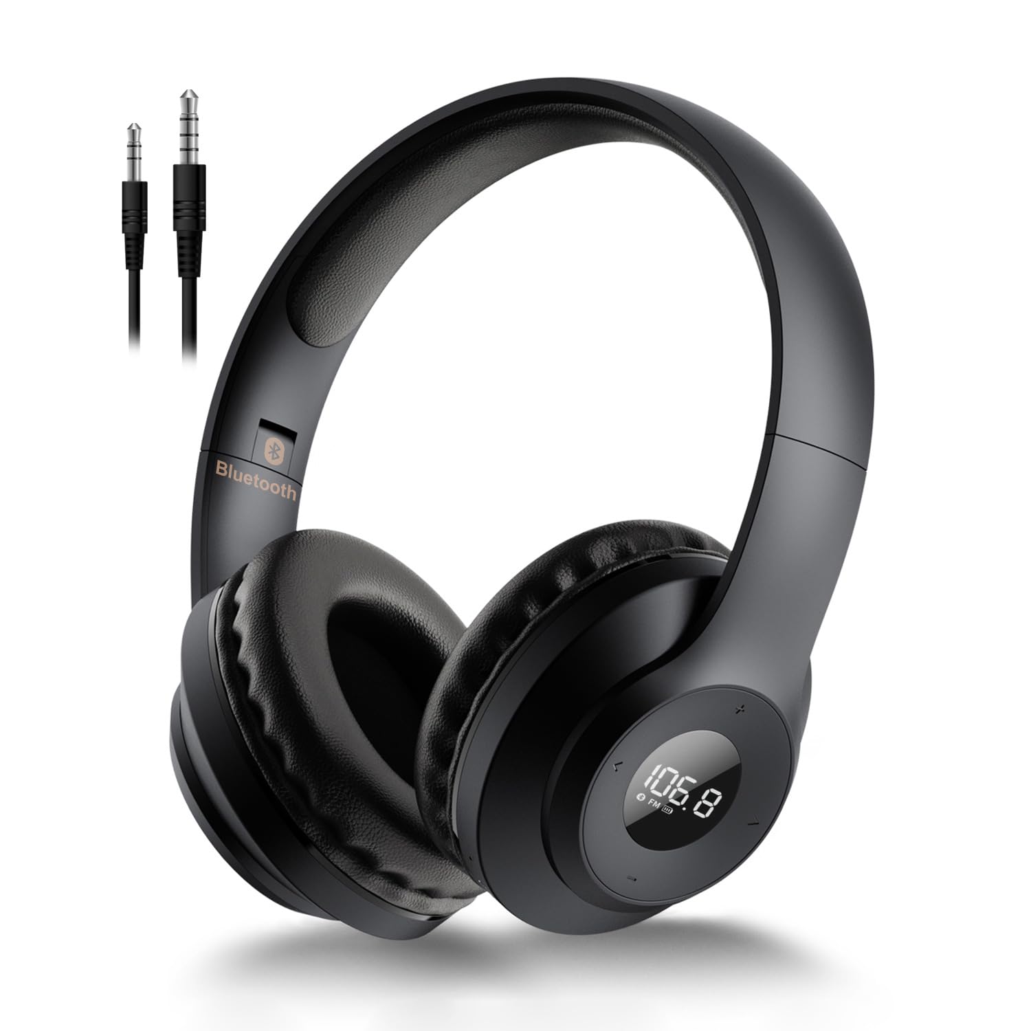 X5 Wireless Fm Radio Headphones With Bluetooth, Built In Microphone, Rechargeable And Portable Radio Headset, Over Ear Headphone