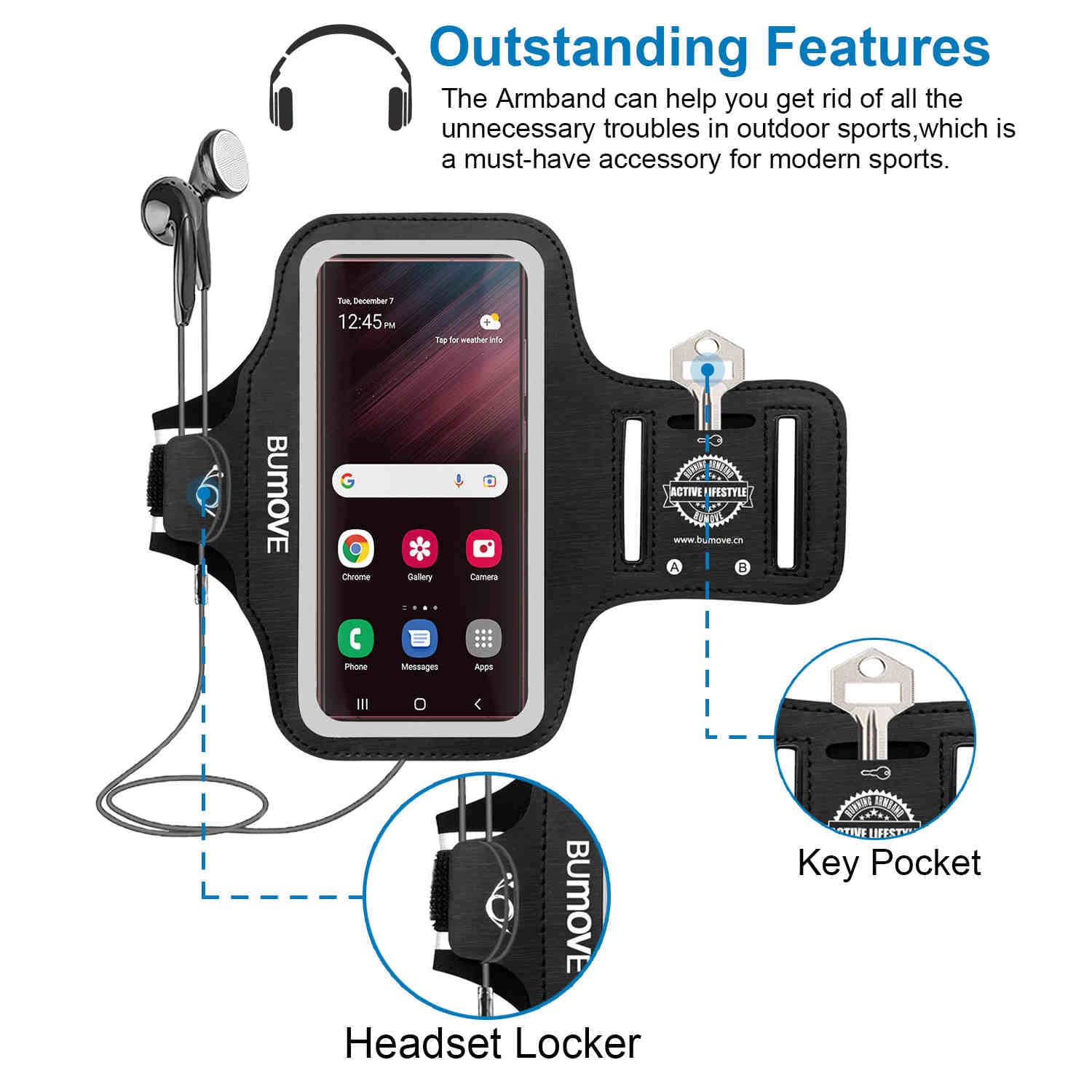 Bumove Running Armband For Samsung Galaxy S24 Ultra,S23 Ultra,S22 Ultra,S22 Ultra,Gym Workouts Sports Phone Arm Band, With Card