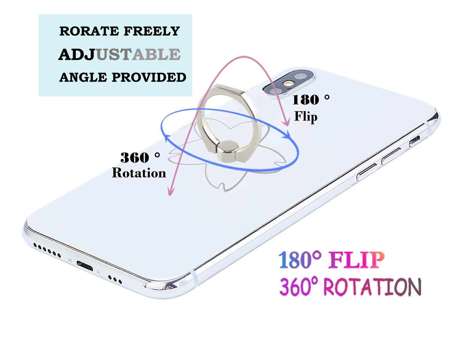 Lenoup Transparent Oriental Cherry Cell Phone Ring Holder Kickstand,360 Rotation Clear Cherry Blossom Cell Phone Finger Ring Gri