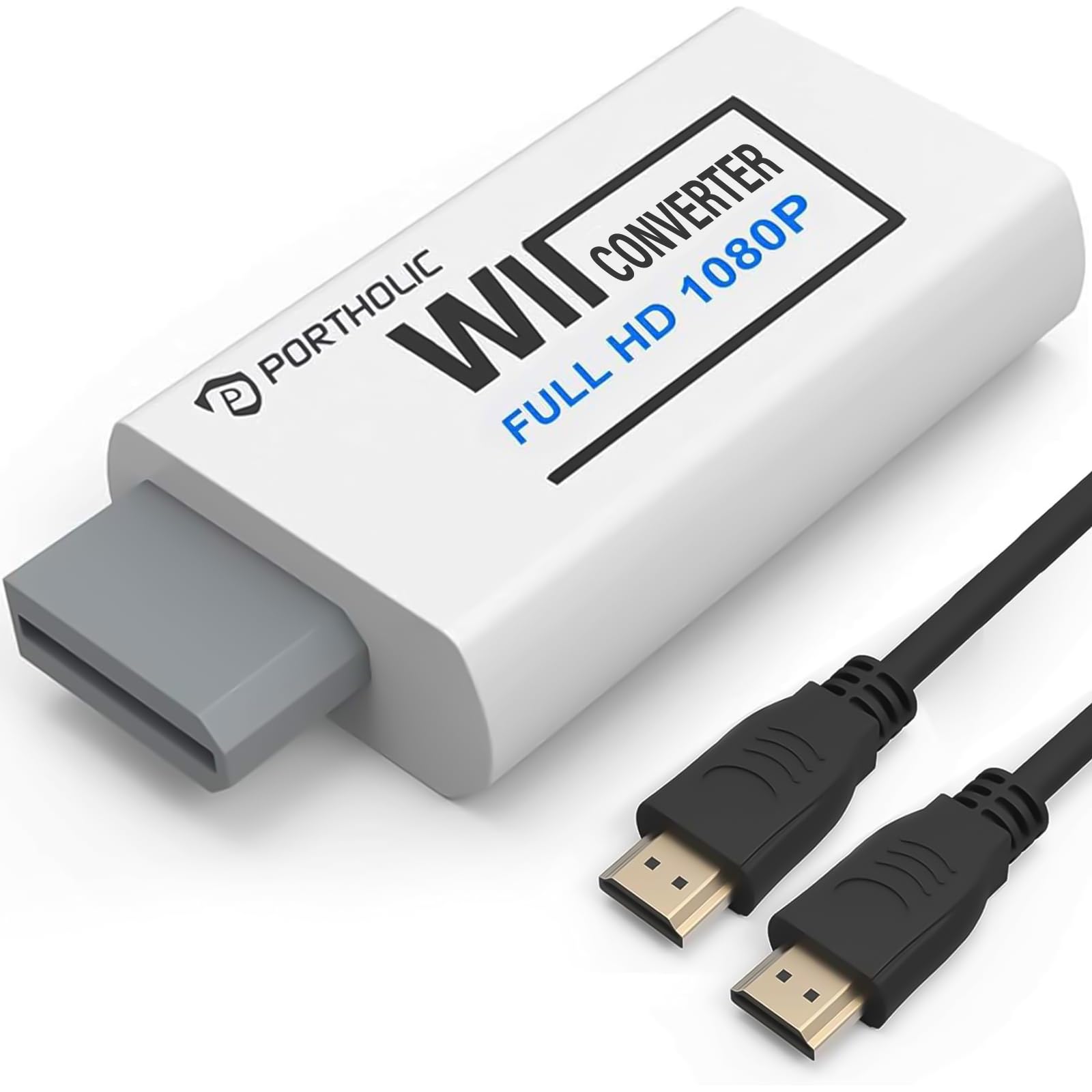 Portholic Wii To Hdmi Converter 1080P For Full Hd Device, Wii Hdmi Adapter With 3,5Mm Audio Jack&Hdmi Output Compatible With Wii