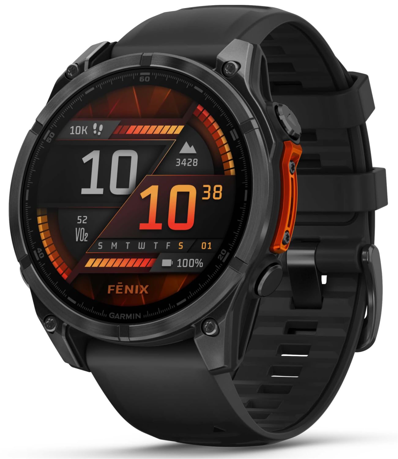 Wearable4U Garmin Fenix 8 - 47 Mm, Amoled Multisport Gps Smartwatch, Slate Gray With Black Silicone Band, Built-In Led Flashligh