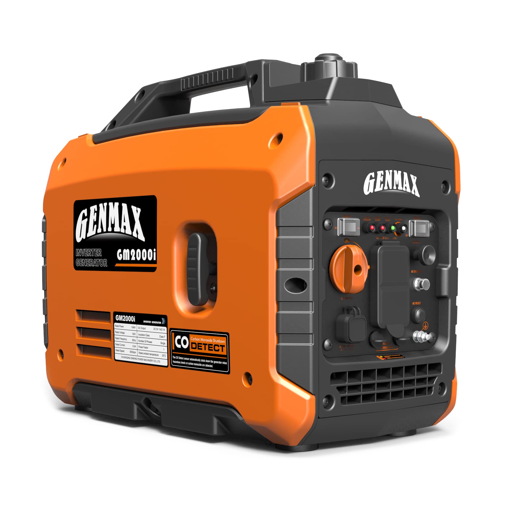 Genmax Portable Generator, 2000W Ultra Quiet Gas Engine, Epa Compliant, Eco Mode Function, Ultra Light, Suitable For Backup Home
