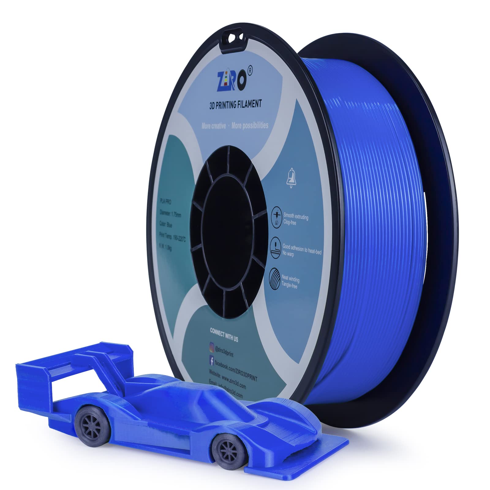 Ziro Pla Filament 175Mm,3D Printer Filament Pla Pro Basic Color Series 175Mm 1Kg(22Lbs), Dimensional Accuracy +  003Mm,Blue