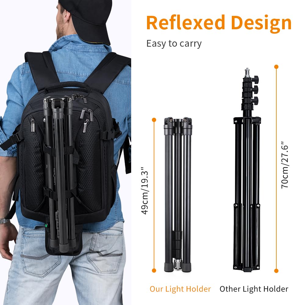 K&F Concept 79 Inch/2.01M Light Stand, Studio Photography Tripod, Heavy Duty For Studio, Speedlight, Reflector, Flash, Softbox,