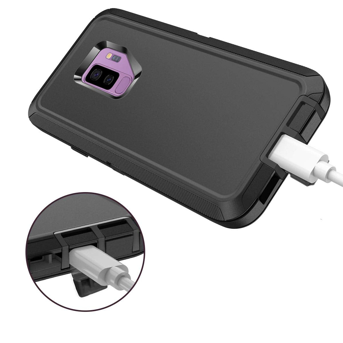I-HONVA Samsung Galaxy S9 Plus Shockproof Dust/Drop Proof 3-Layer Full Body Protection Phone Case Polycarbonate Black