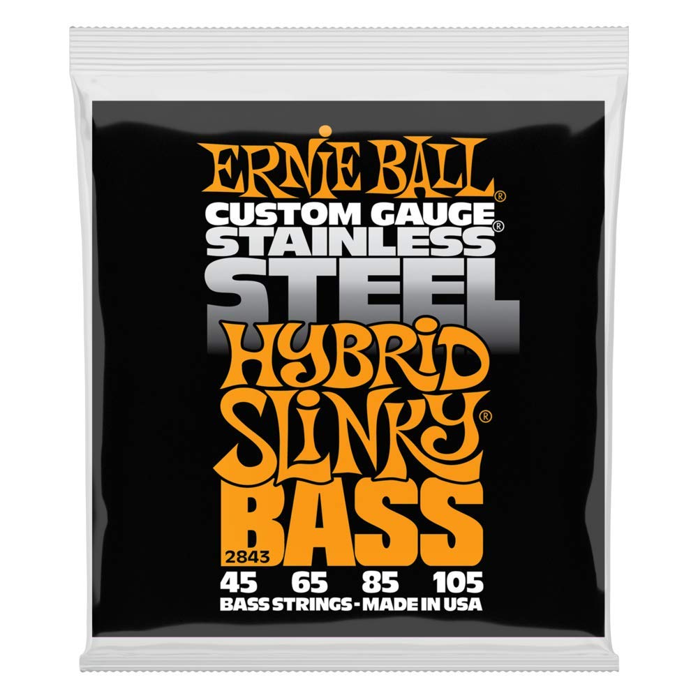 Ernie Ball Hybrid Slinky Stainless Steel Bass Guitar Strings, 45 105 Gauge (P02843)