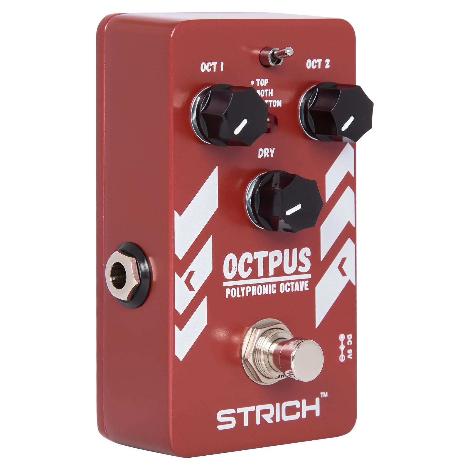 Strich Polyphonic Octave Guitar Pedal, Digital 3 Modes Octave Shifter With Top/Both/Bottom Selection, Compact & Practical Alumin