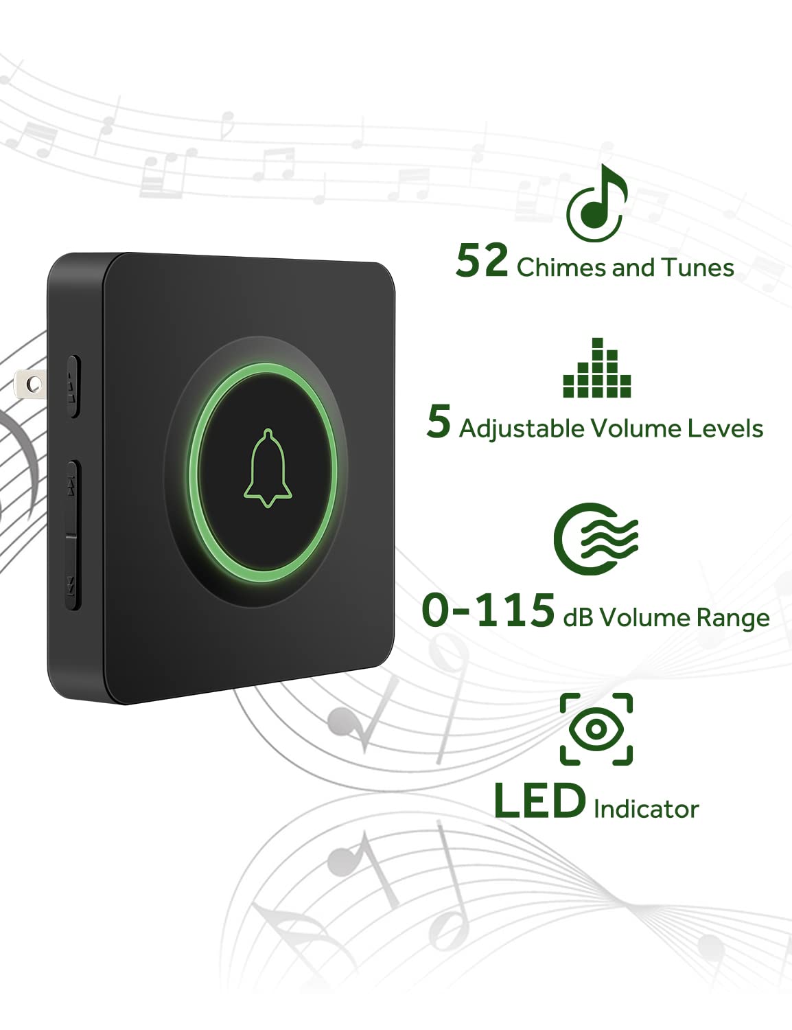Avantek Wireless Doorbell Over 1300 Feet Wireless Range, Waterproof Door Bell Kit With 2 Buttons, 56 Melodies & 5 Volume Levels