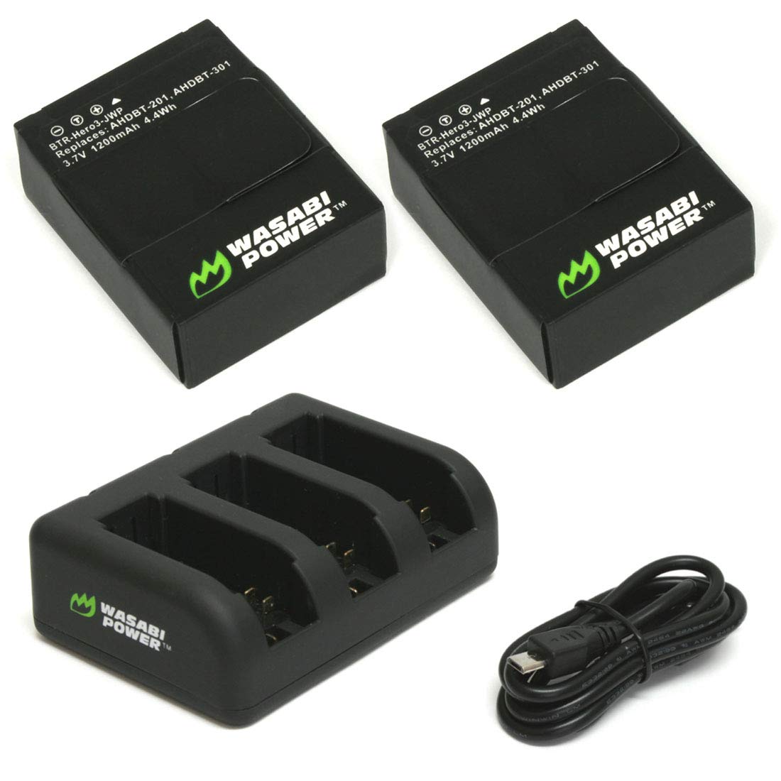 Wasabi Power Battery (2 Pack, 1200Mah) And Triple Usb Charger For Gopro Hero3, Hero3+