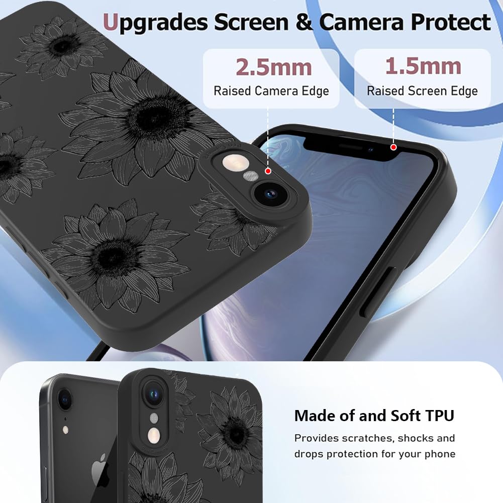 Ook Floral Case For Iphone Xr Case, Cute Sunflower Floral Blooms Design Soft Tpu Shockproof Protective For Women Girls Phone Cov