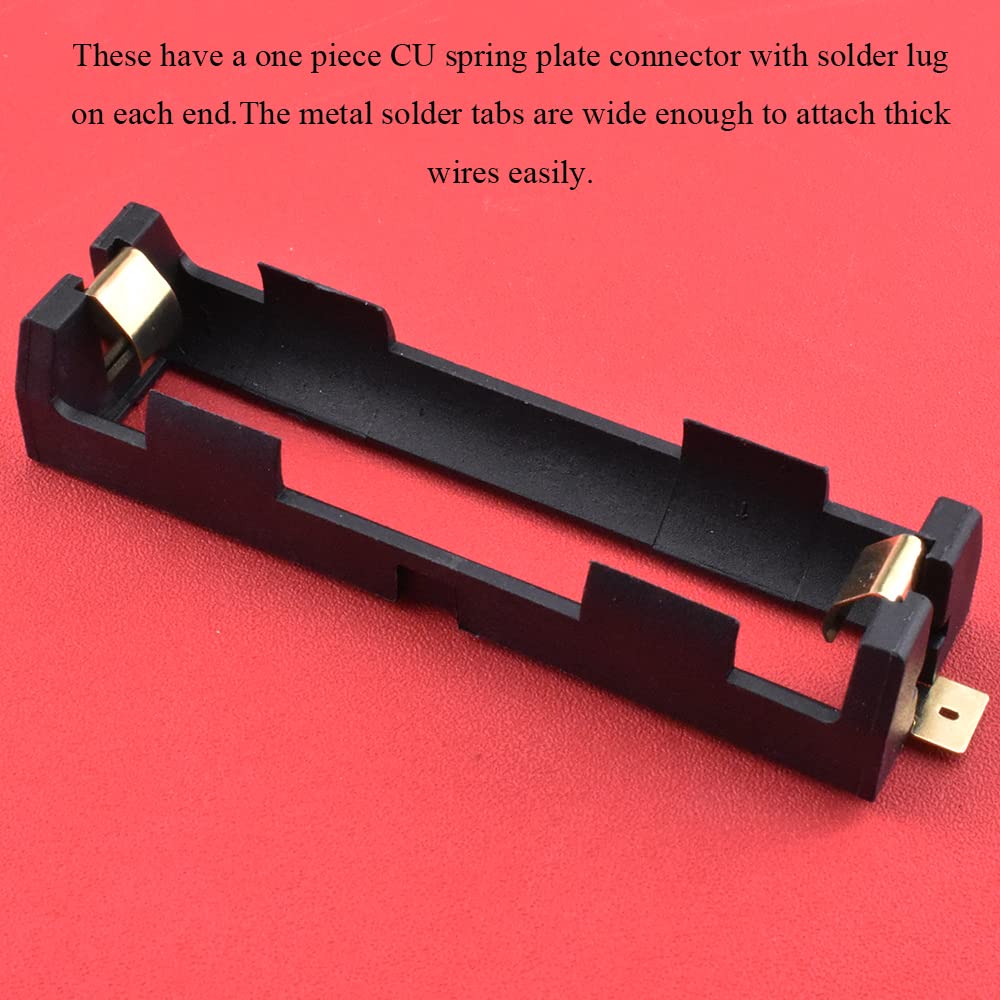 Hahiyo 18650 1 Slot Battery Holder Clip Storage Case Copper Good Contacts 3.7V Diy Charging Power Not Leak Secure Snug Hold Wide