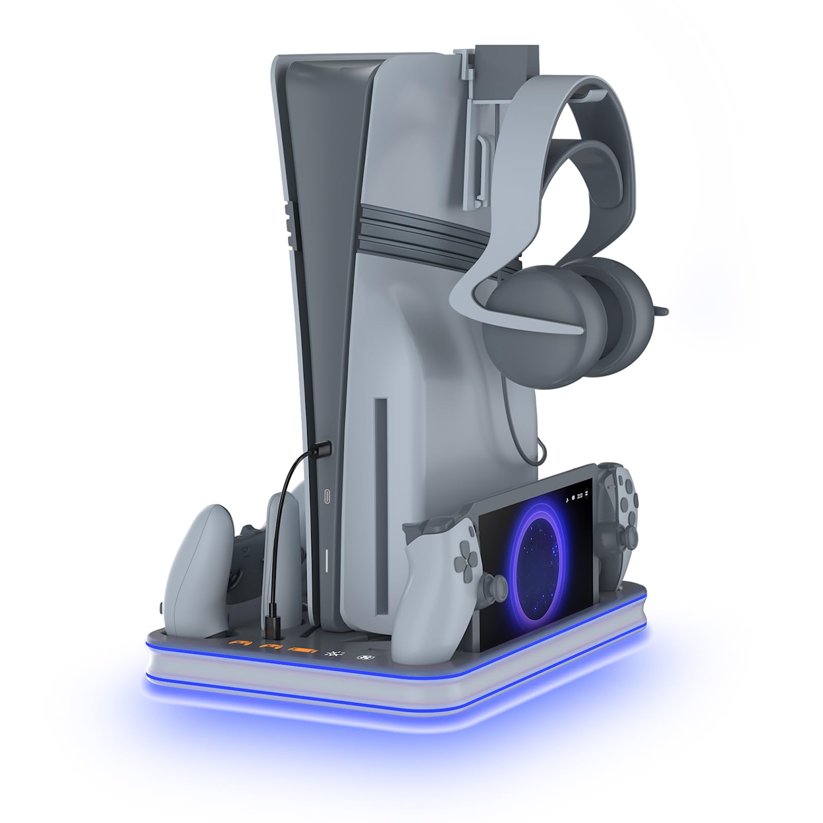 Ps5 Stand And Cooling Station With Rgb Led Controller Charger For Playstation 5, Ps5 Controller Charger For Dual Sense & Edge Co