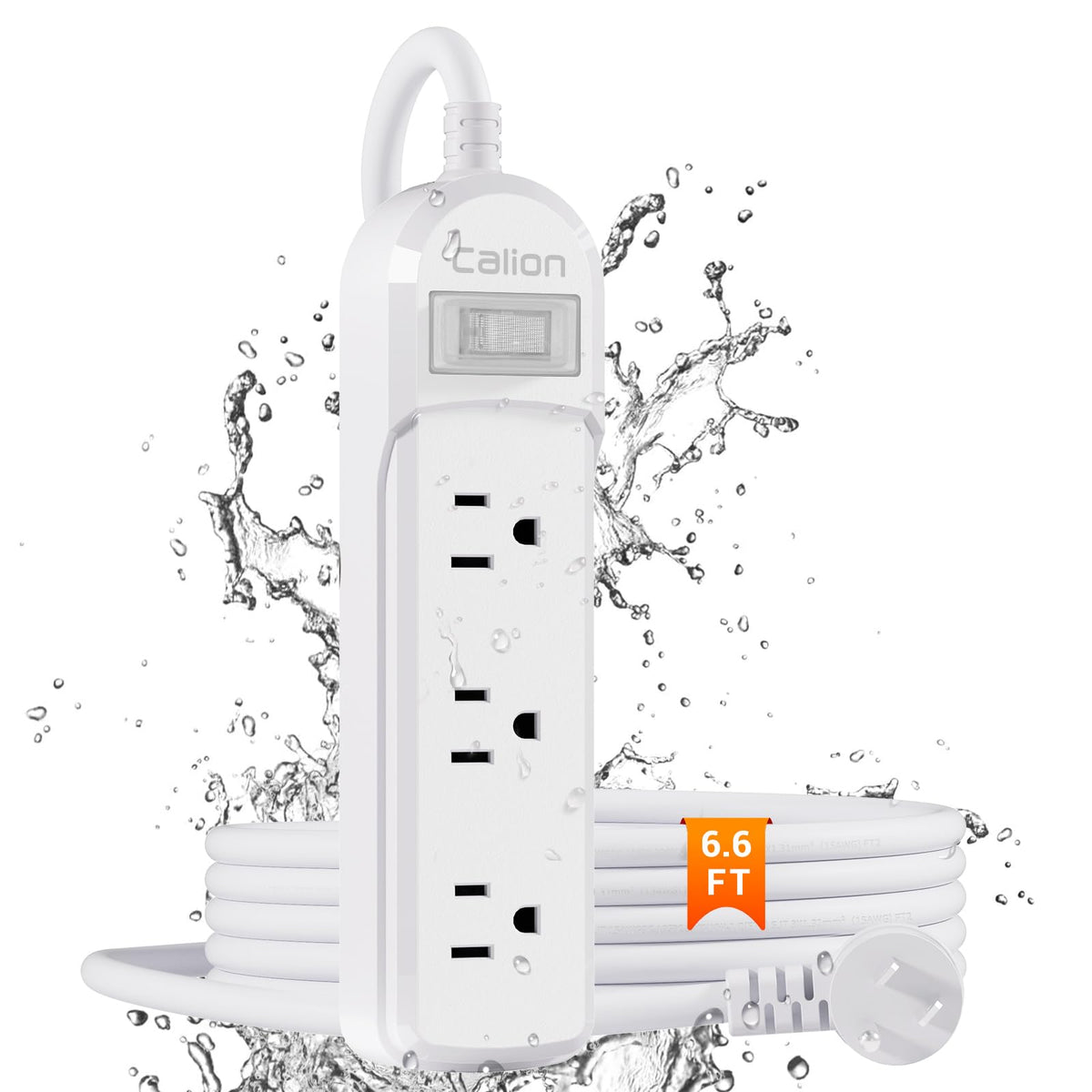 Calionltd Outdoor Power Strip Weatherproof, Ipx6 Waterproof 6.6Ft Sjt Extension Cord With 3 Widely Outlets Overload Protection S