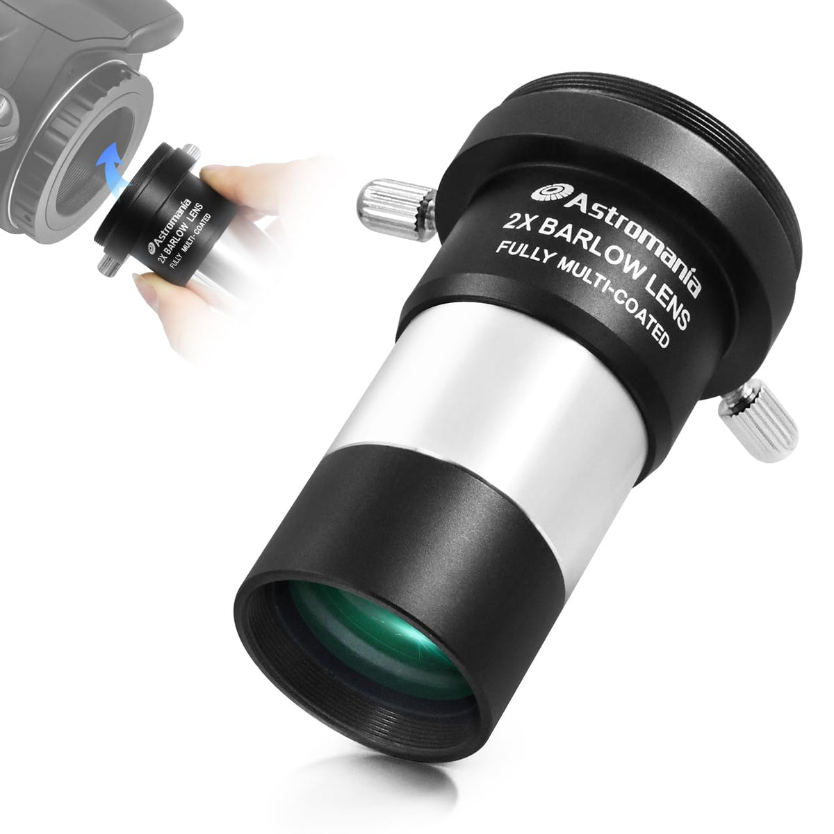Astromania 1.25'' Latest 2X Barlow Lens Multicoated Metal With M42X0.75 Thread Camera Interface For Telescopes