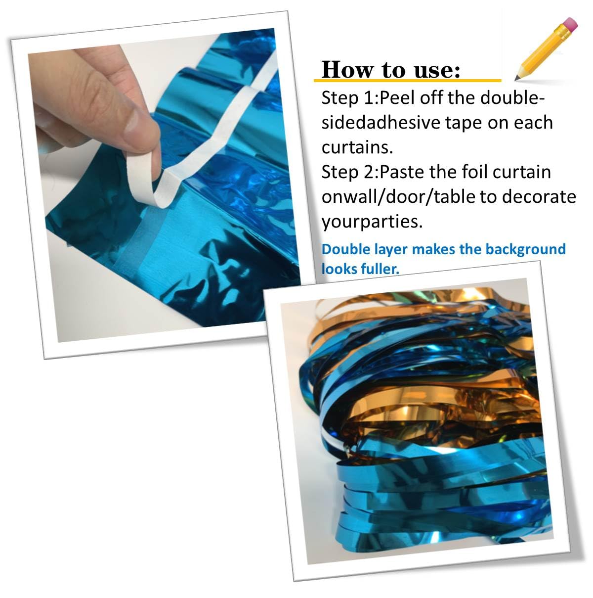 Blue Dog Party Decorations Backdrop Streamers Party Decorations, Blue Dog Birthday Party Suppiles, Foil Fringe Backdrop Curtains