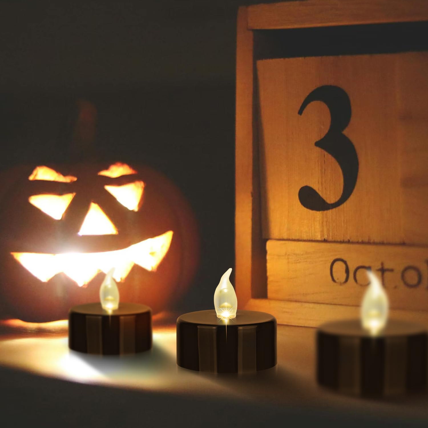 Tappovaly Black Tea Lights Candles Battery Operated, 12 Pack Electric Flameless Votive Candles Long Lasting 200 Hours, Led Flick