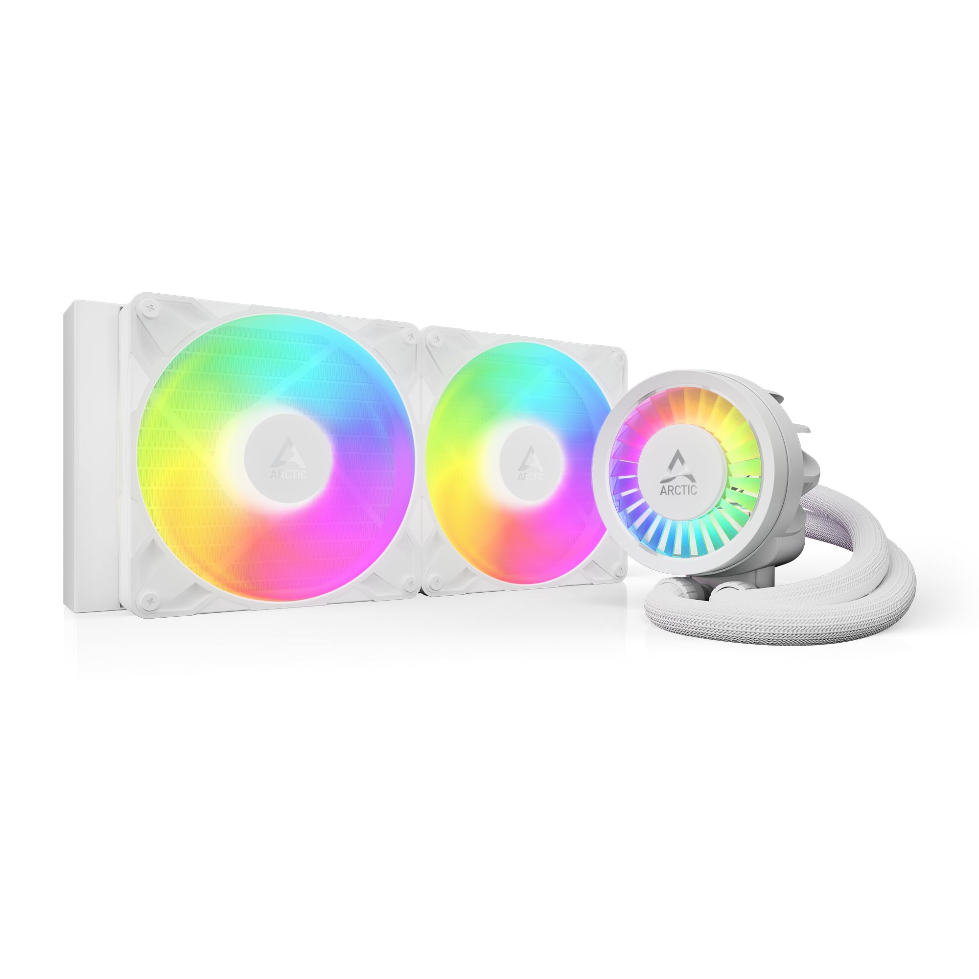 ARCTIC Liquid Freezer III Pro 280 A-RGB (White) - AIO CPU Cooler, 2 x 140 mm Water Cooling, 38 mm Radiator, PWM Pump, VRM Fan, A
