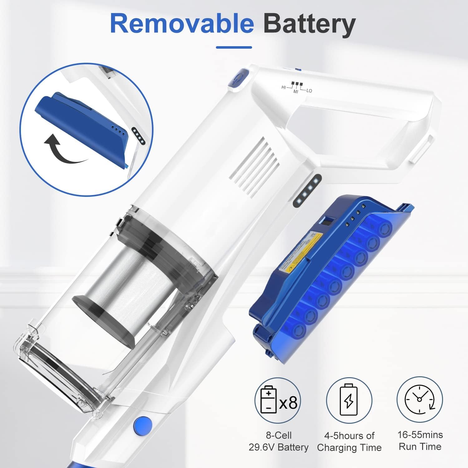 Whall Cordless Vacuum Cleaner, Upgraded Strong Suction Brushless Motor Cordless Stick Vacuum Cleaner,Lightweight Handheld Vacuum