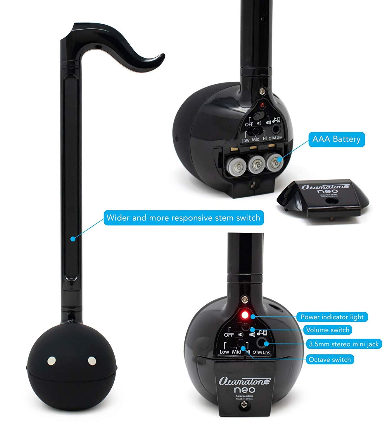 Otamatone ''Neo 10Th Anniversary Special Edition [Japanese Version] Black   Japanese Electronic Musical Instrument Synthesizer