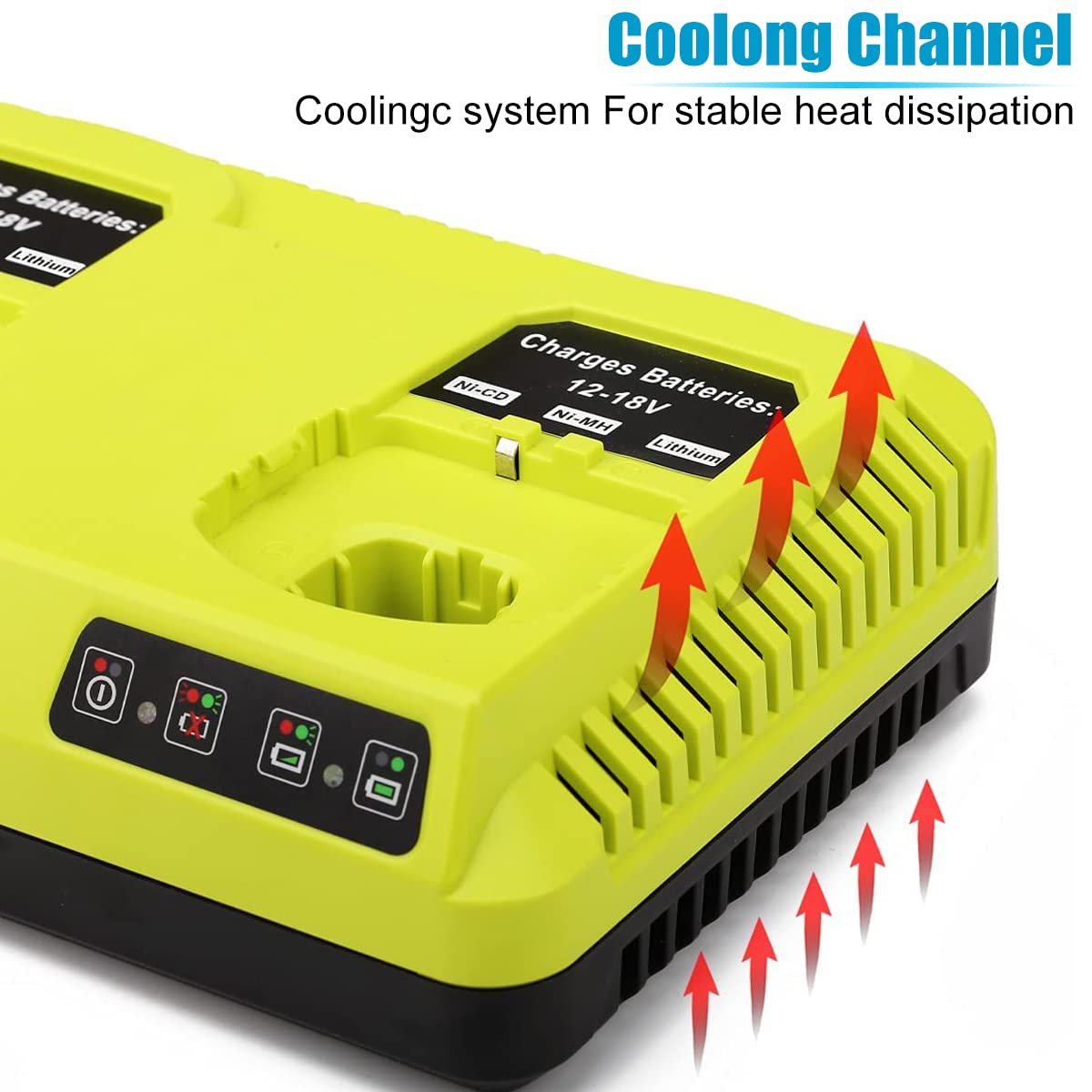 Energup 2Port 18V P117 Replace For Charger For Ryobi 18V Battery One+ P117 P118 For Ryobi 18V Max Lithium Nicd Battery P100 P102