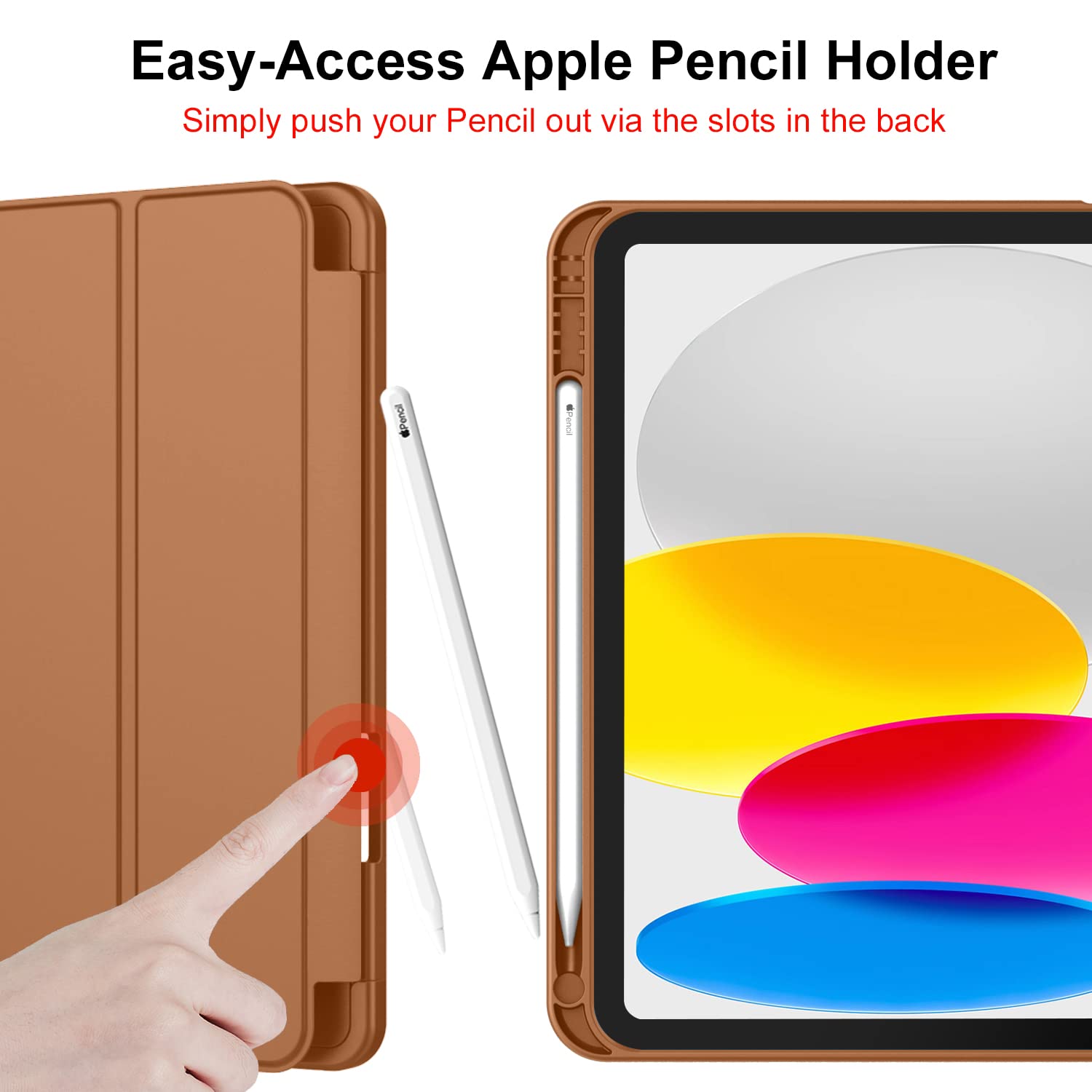 Imieet New Ipad 10.9 Inch Case 2022(10Th Gen) With Pencil Holder,Trifold Stand Smart Case With Soft Tpu Back,Auto Wake/Sleep(Bro